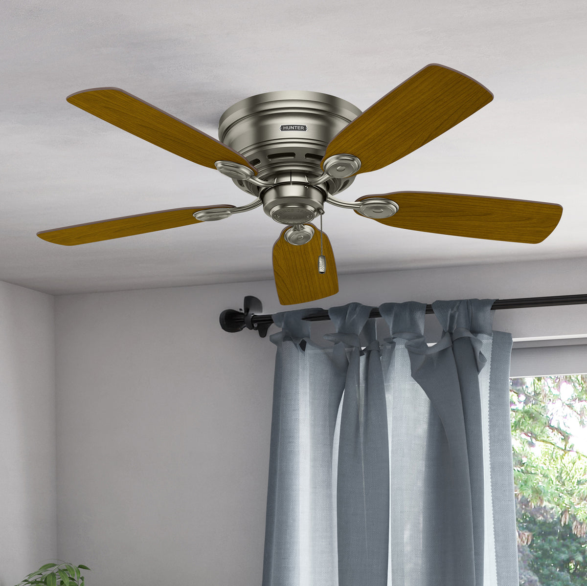42 inch Low Profile Antique Pewter Low Profile Ceiling Fan and Pull Chain