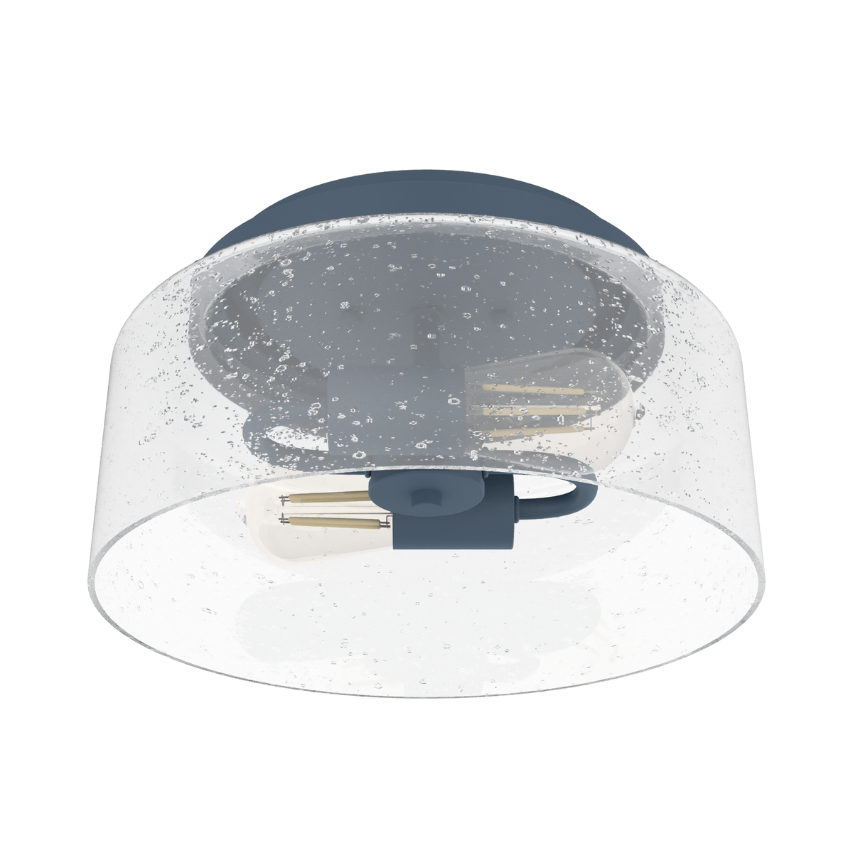 Hartland 11.5-inch 2-light Indigo Blue Flush Mount Ceiling Light with Seeded Glass