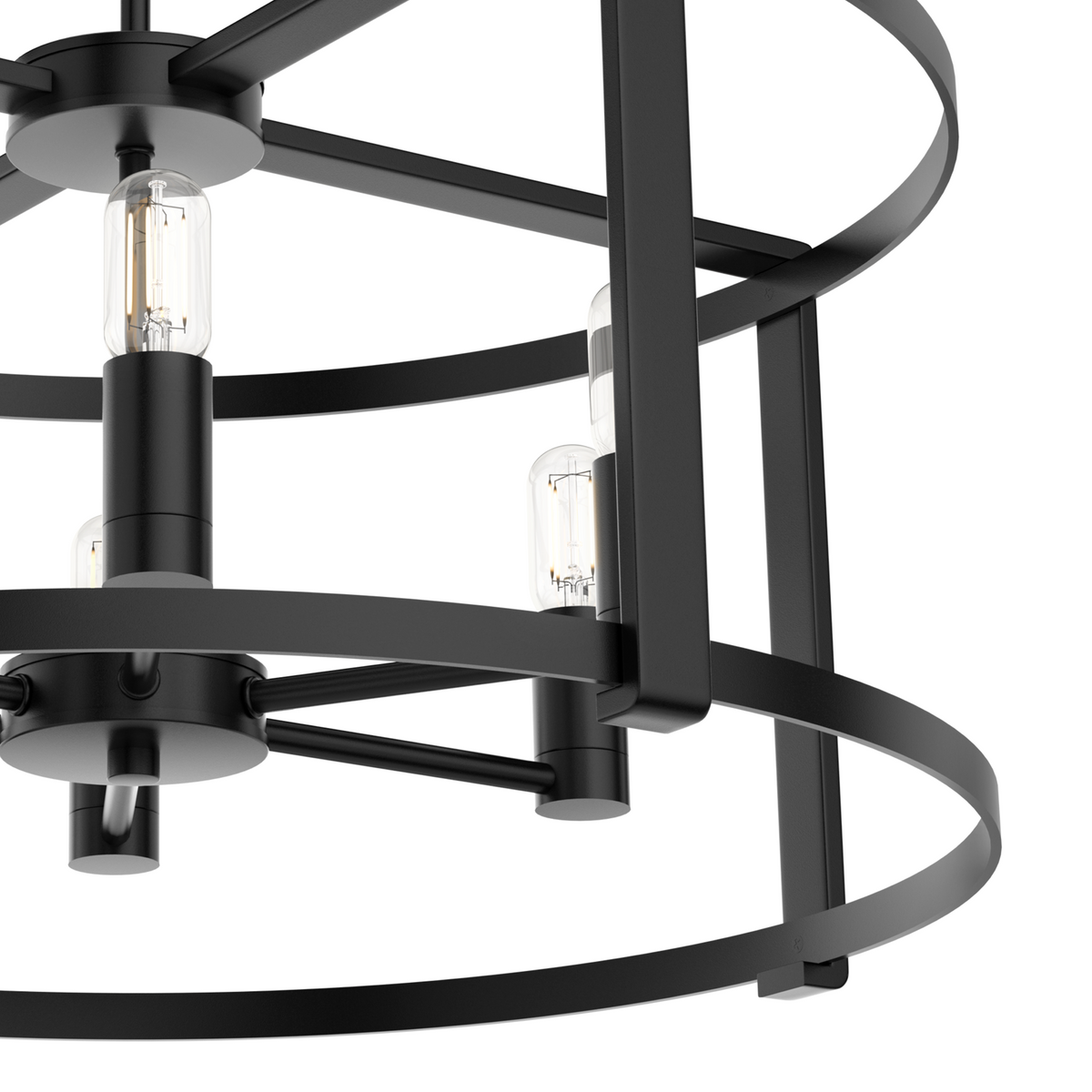 Astwood 26-inch 6-light Matte Black Drum Chandelier with Clear Glass