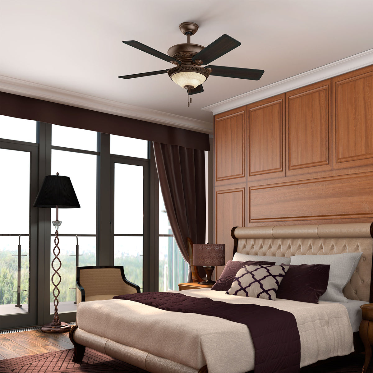 52 inch Italian Countryside P.A. Cocoa Ceiling Fan with LED Light Kit and Pull Chain
