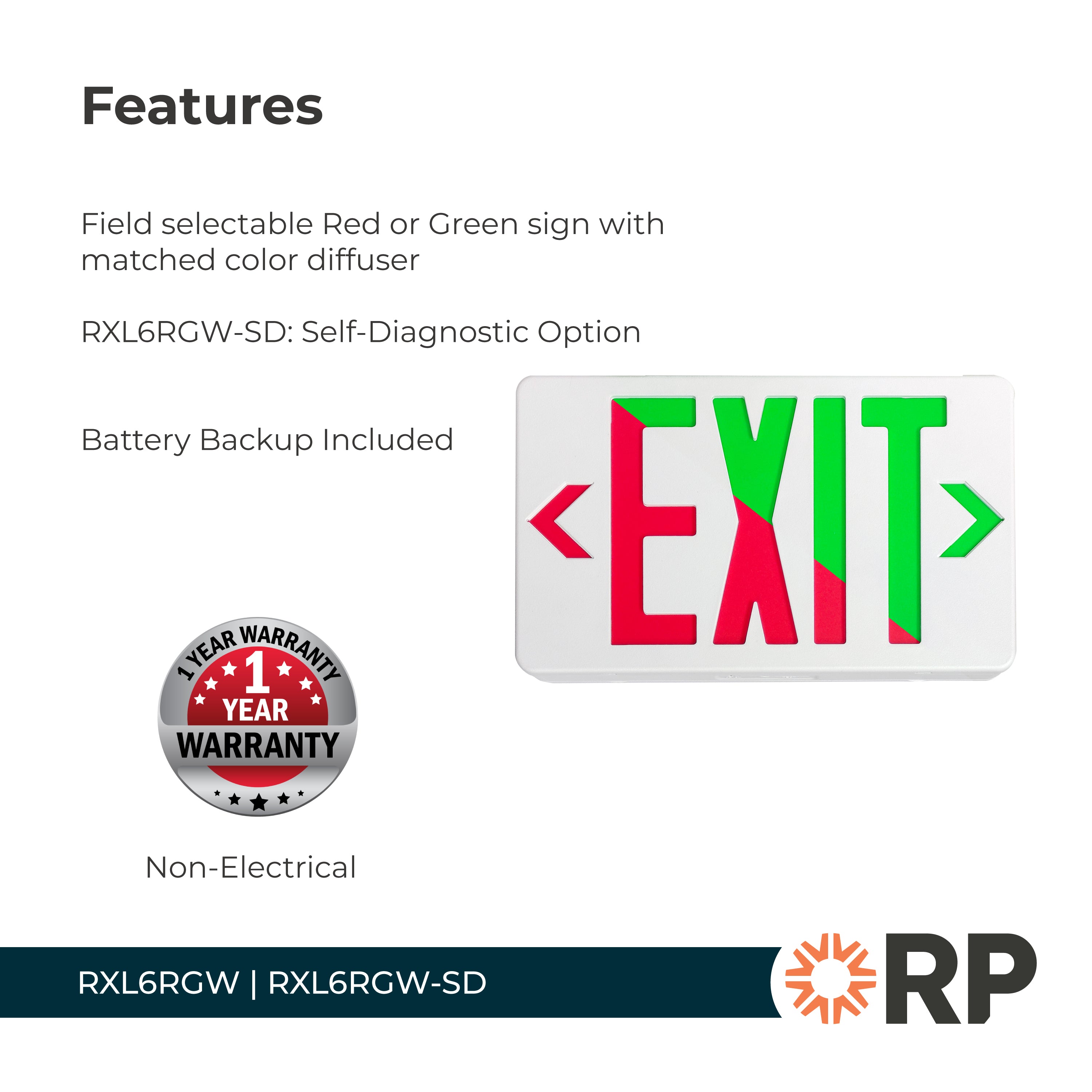 11.75-inch White Exit and Emergency Combo Light with 3.2W Output
