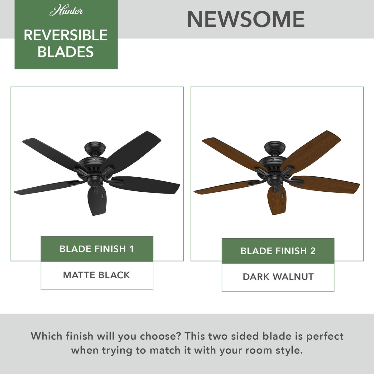 52 inch Newsome Matte Black Damp Rated Ceiling Fan and Pull Chain