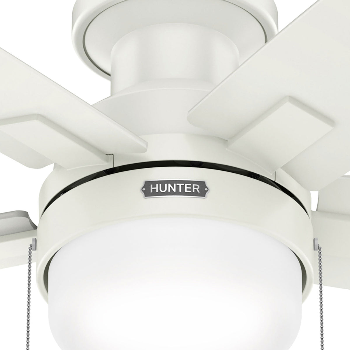 52 inch Anisten Fresh White Low Profile Ceiling Fan with LED Light Kit and Pull Chain