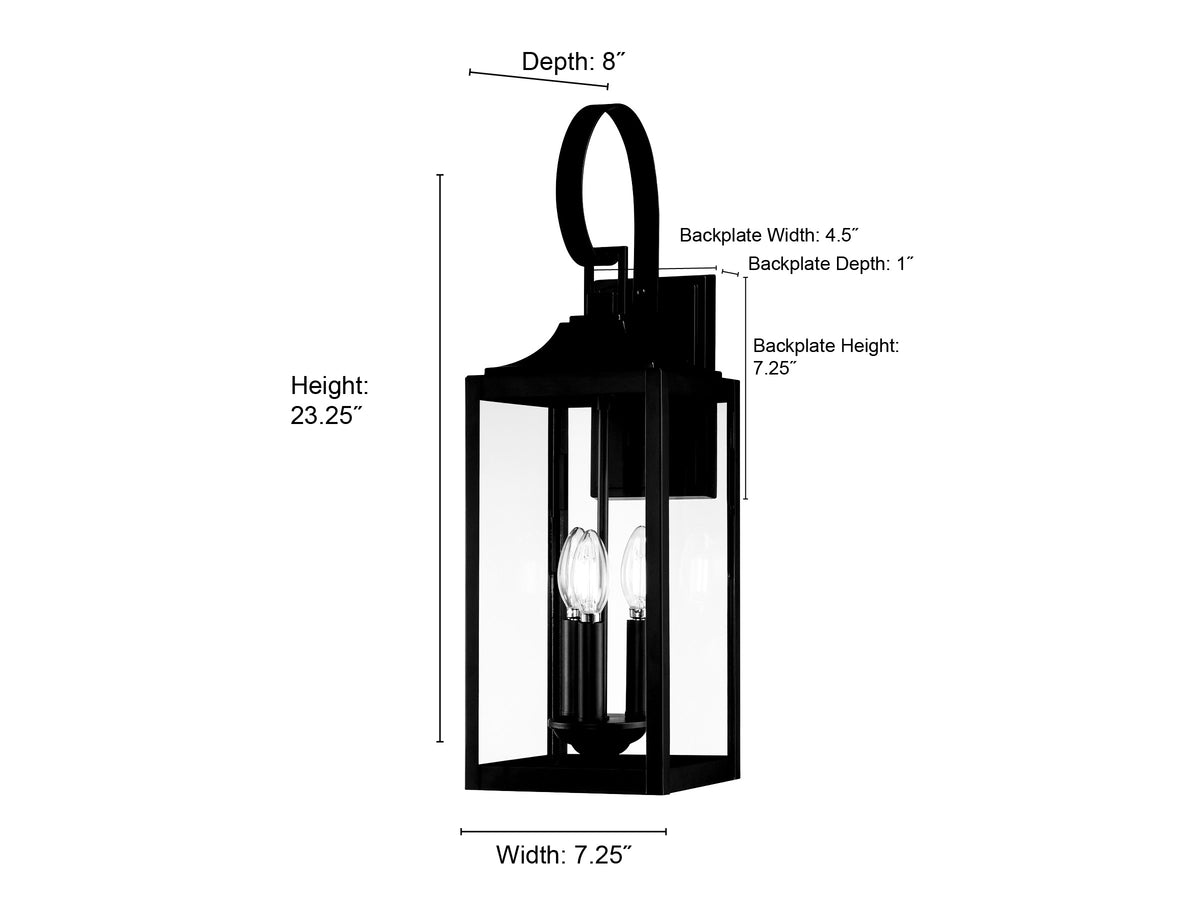 7.25'' Halston Powder Coated Black 3 Light Lantern