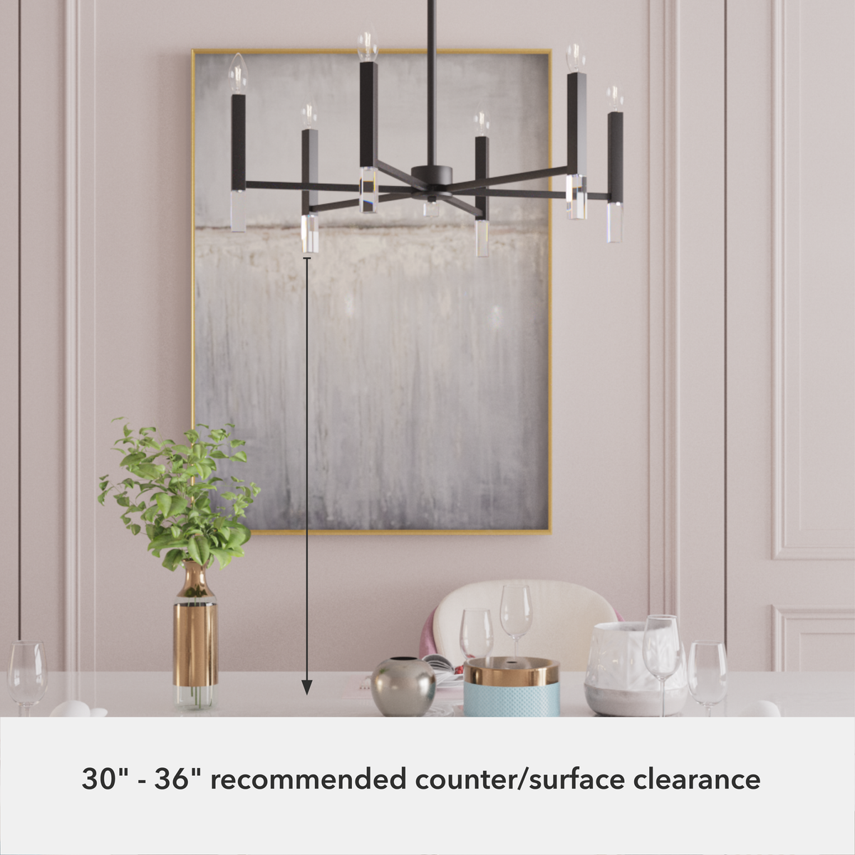 Sunjai 30-inch 6-light Matte Black Chandelier