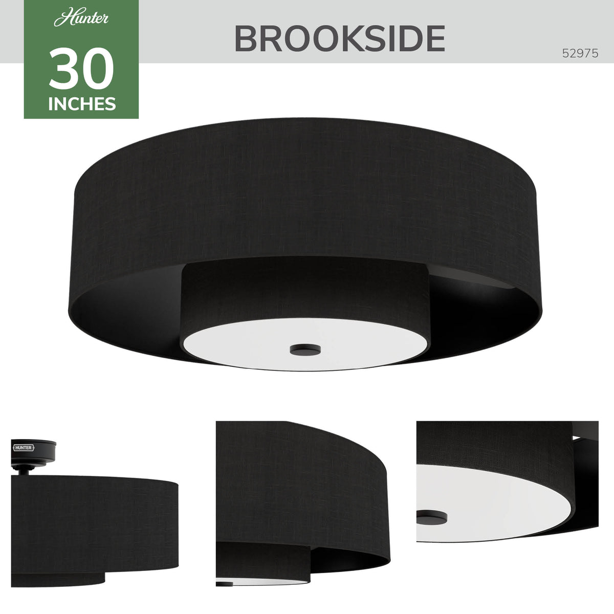 30 inch Brookside Matte Black Ceiling Fan with LED Light Kit and Remote
