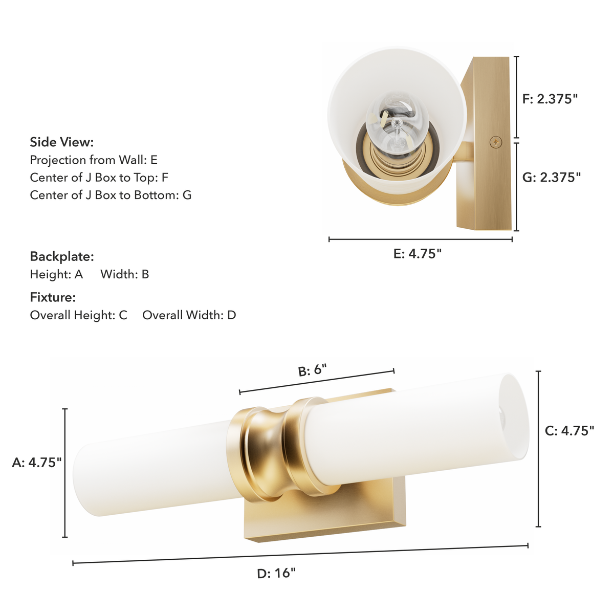 Lenlock 16-inch 2-light Alturas Gold Vanity Light with Cased White Glass