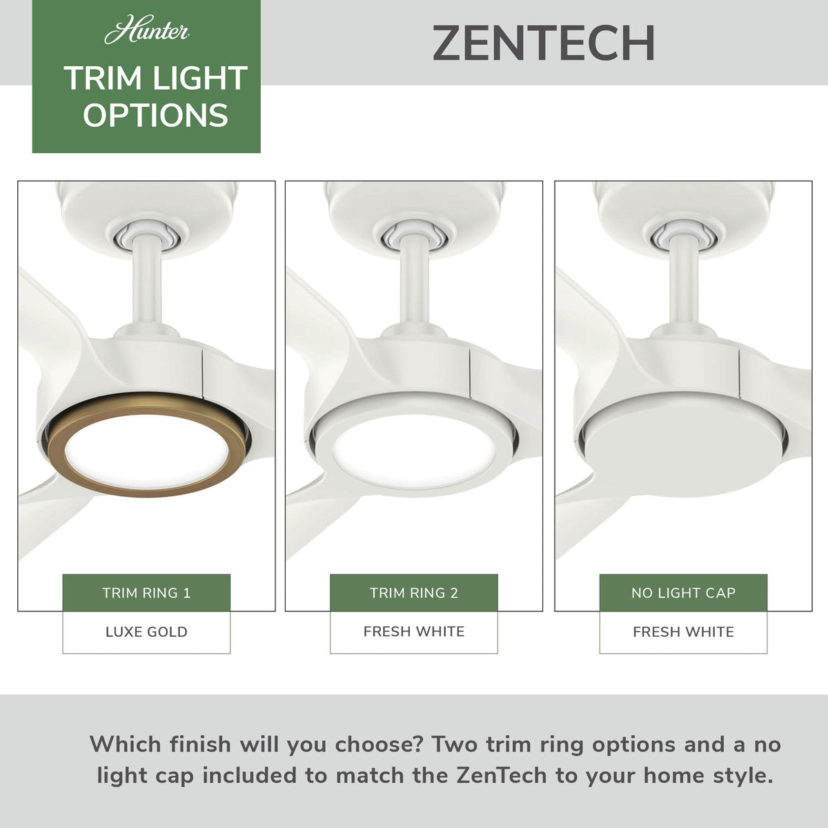 44 inch Zentech Wi-Fi ENERGY STAR® Fresh White Damp Rated Ceiling Fan with LED Light Kit and Handheld Remote
