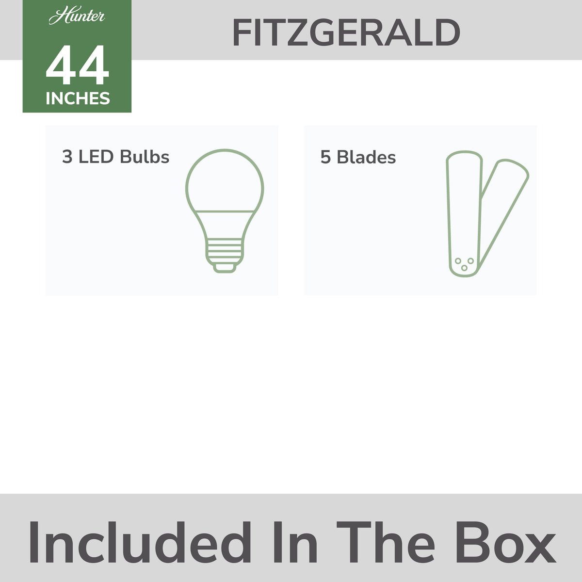 44 inch Fitzgerald Matte White Low Profile Ceiling Fan with LED Light Kit and Pull Chain