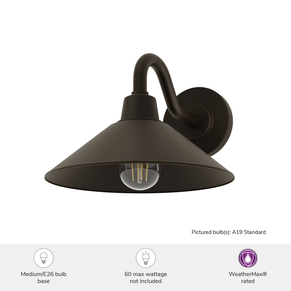Skyflow 10-inch 1-light Matte Bronze Outdoor Wall Light with Metal Shade