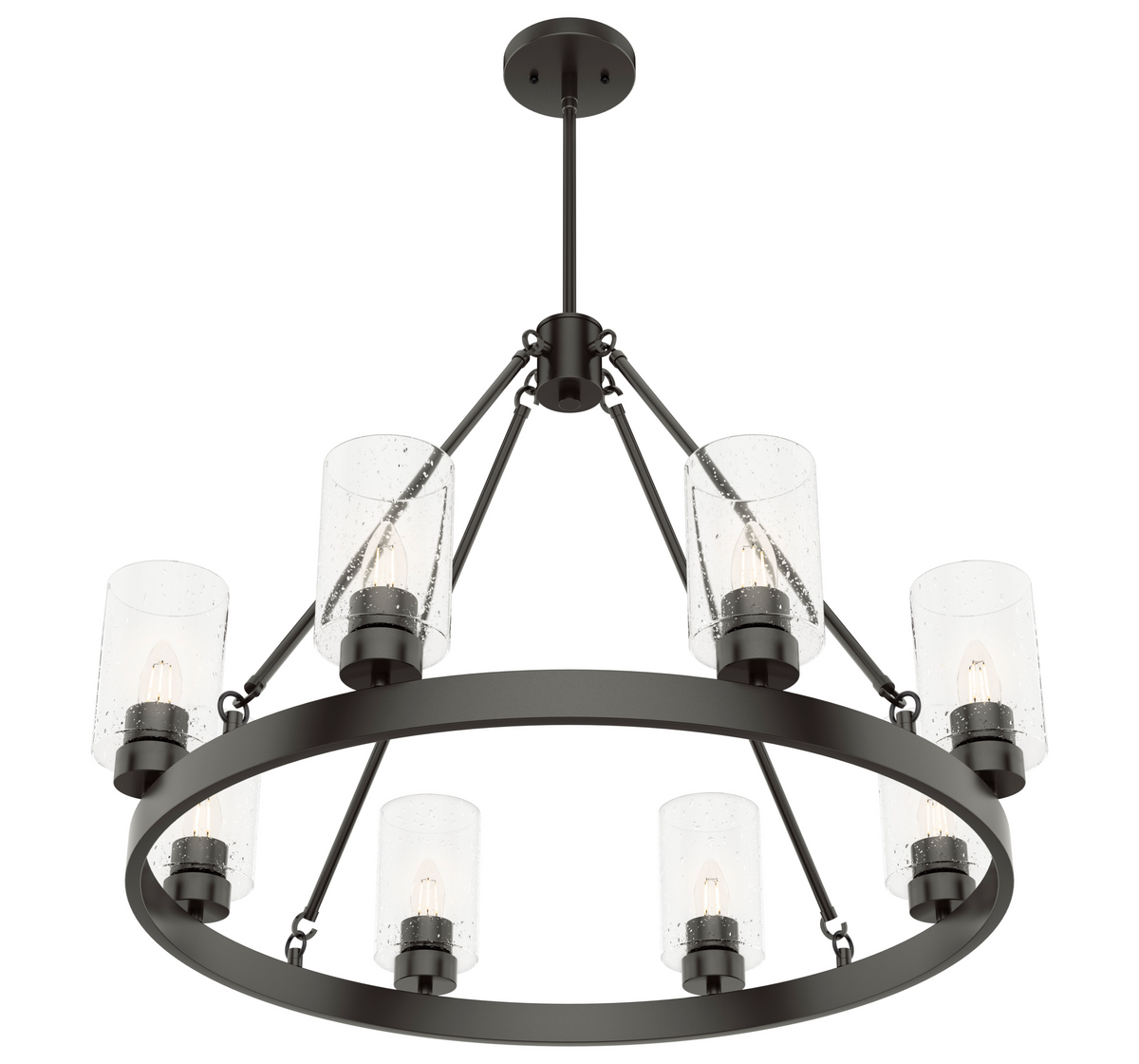 Hartland 32-inch 8-light Noble Bronze Chandelier with Seeded Glass