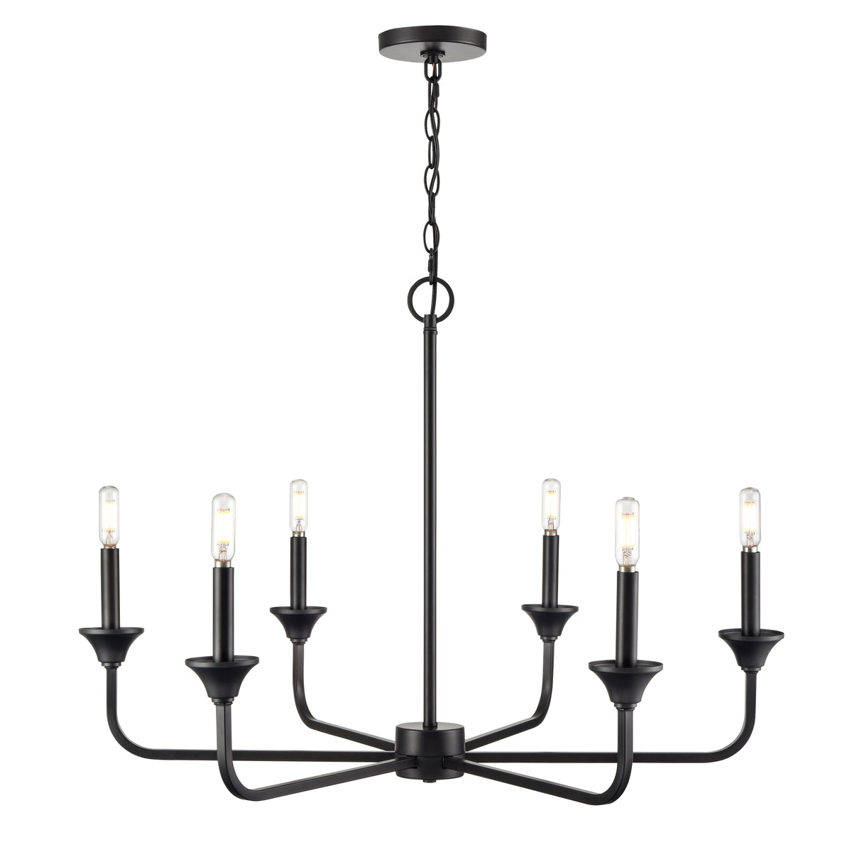 23'' Herring Matte Black 6 Light Chandelier