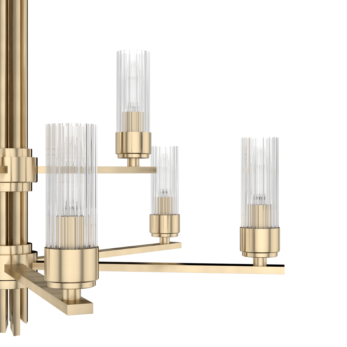 Gatz 30-inch 9-light Alturas Gold Chandelier with Clear Fluted Glass