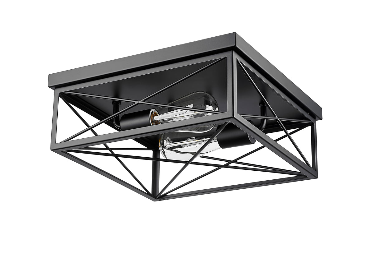 5'' Matte Black 2 Light Flush Mount