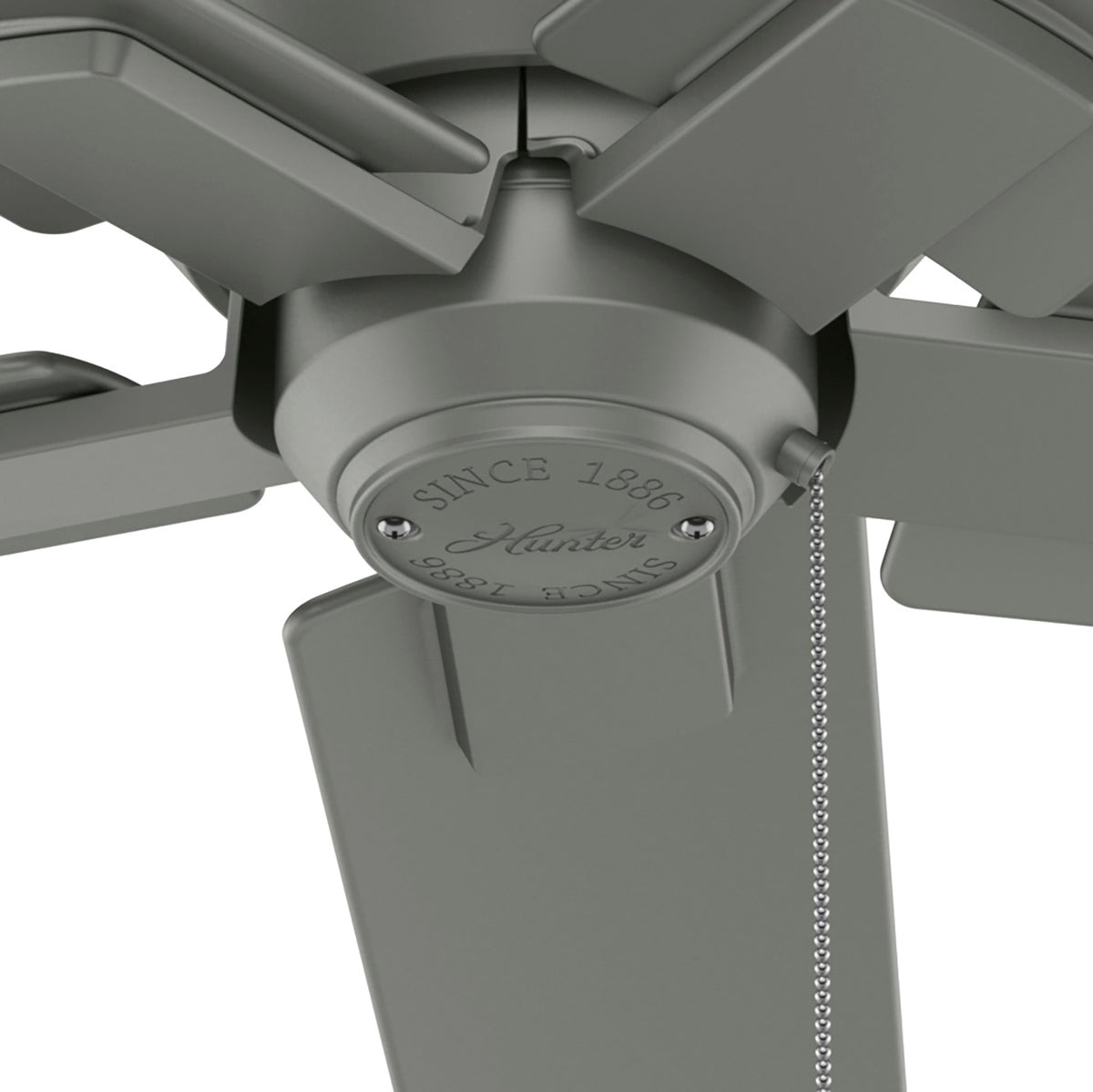 44 inch Terrace Cove Matte Silver Low Profile Damp Rated Ceiling Fan and Pull Chain
