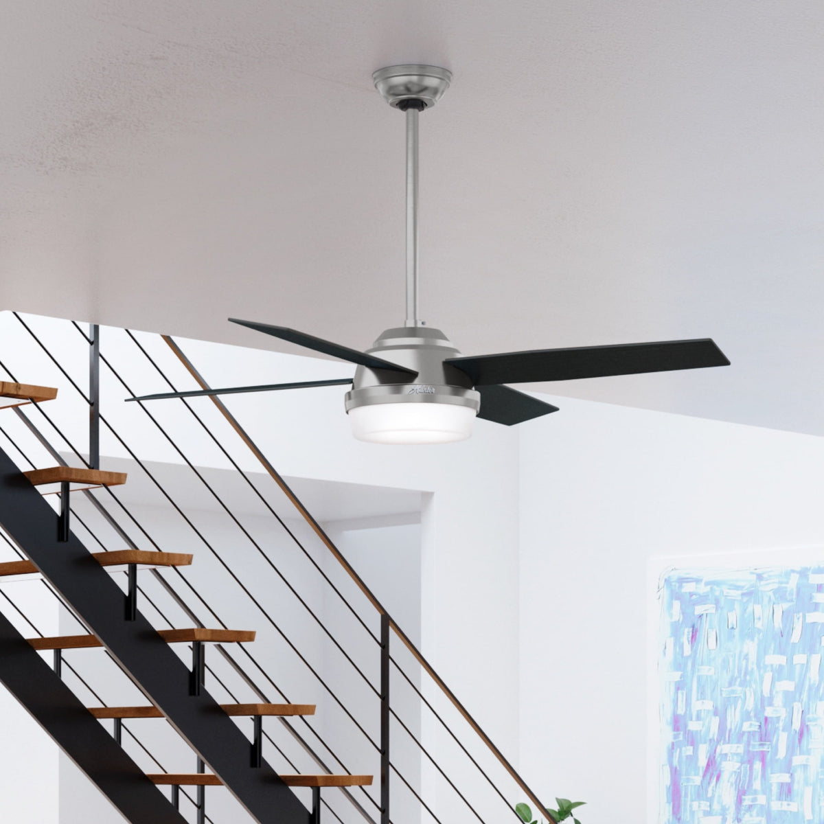 52 inch Dempsey Brushed Nickel Ceiling Fan with LED Light Kit and Handheld Remote