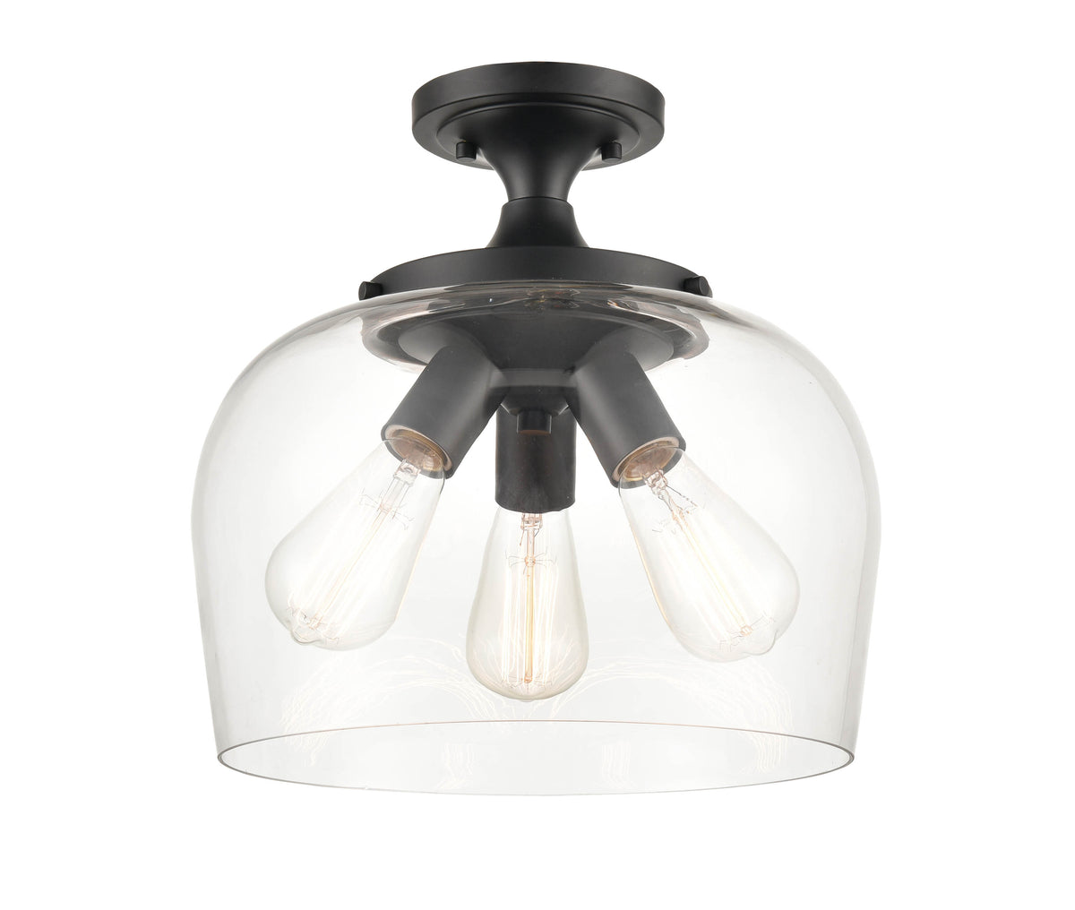 11.5'' Ashford Matte Black 3 Light Semi-Flush Mount