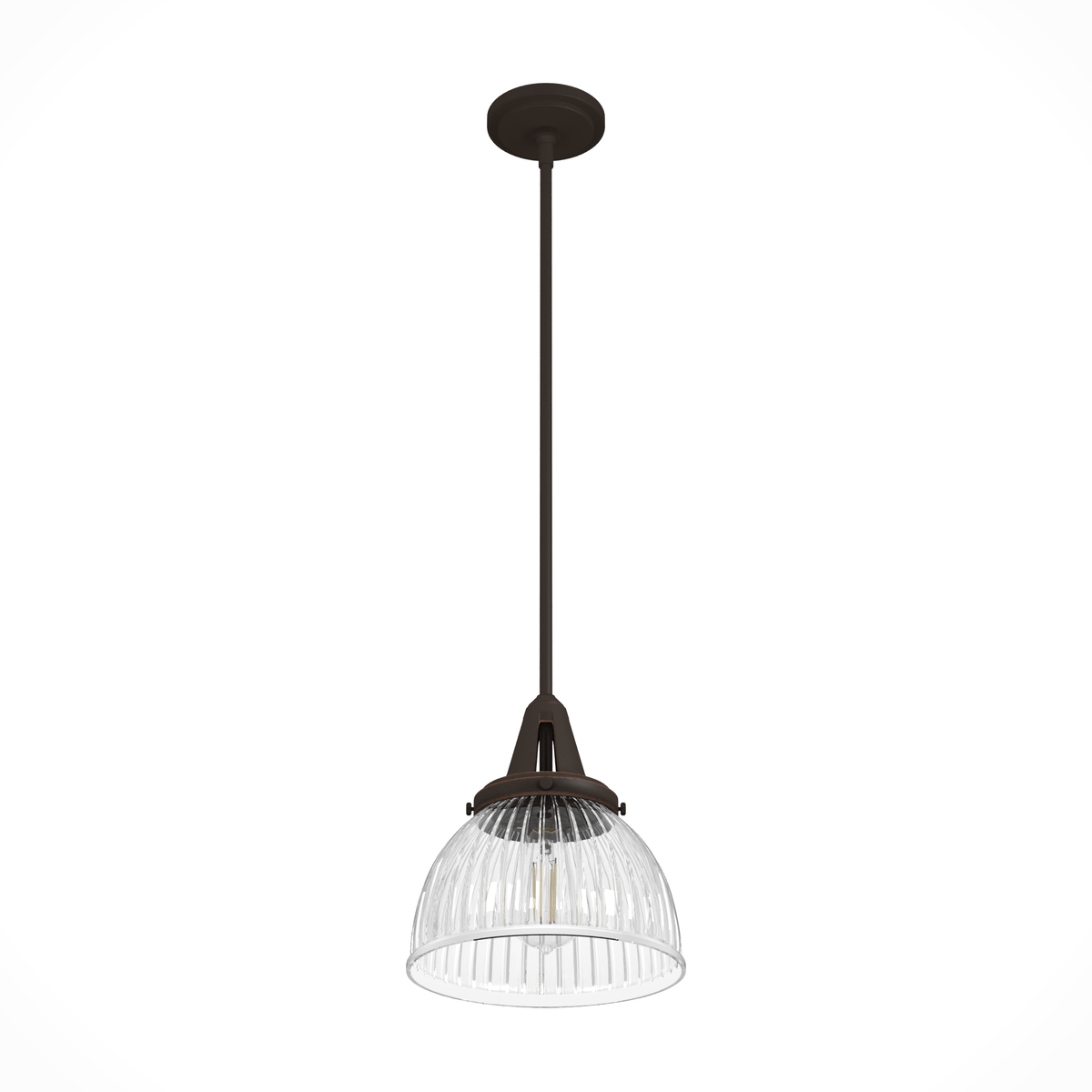 Cypress Grove 10-inch 1-light Onyx Bengal Industrial Pendant with Clear Holophane Glass