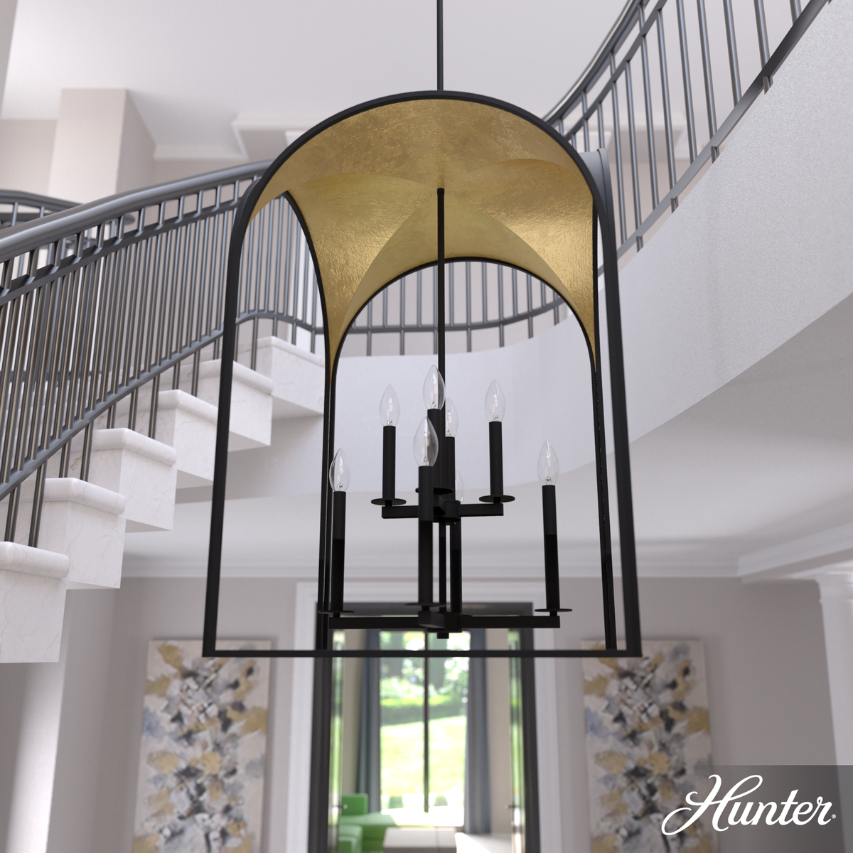 Lochemeade 14.5-inch 3-light Noble Bronze Round Pendant Cluster with Seeded Glass