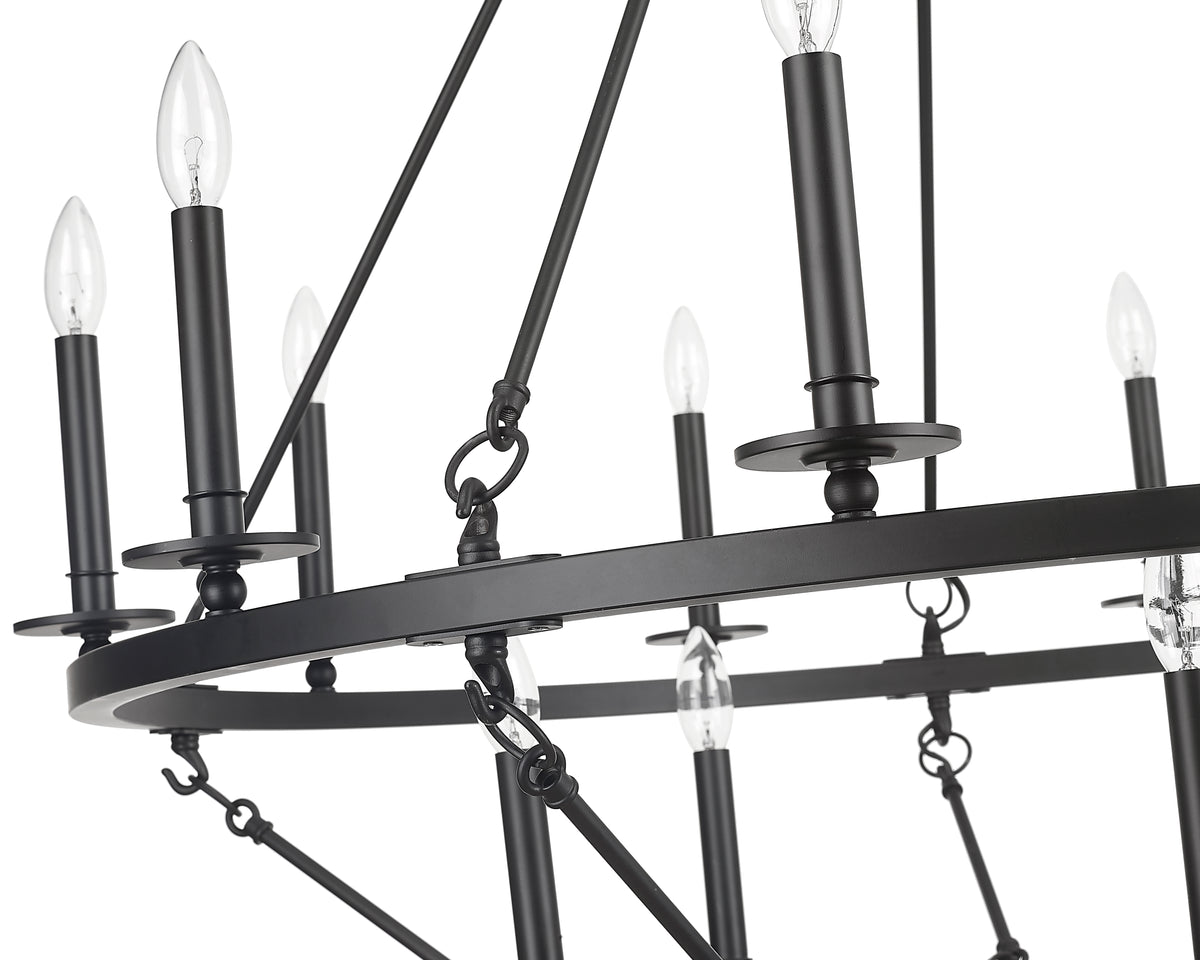 42.75'' Florence Matte Black 15 Light Chandelier
