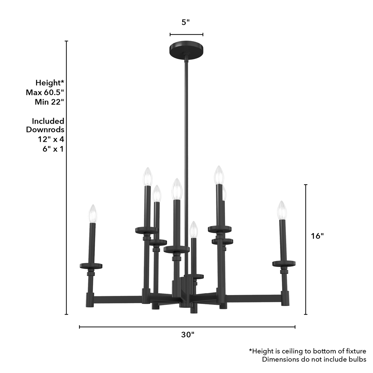 Briargrove 30-inch 8-light Matte Black Chandelier