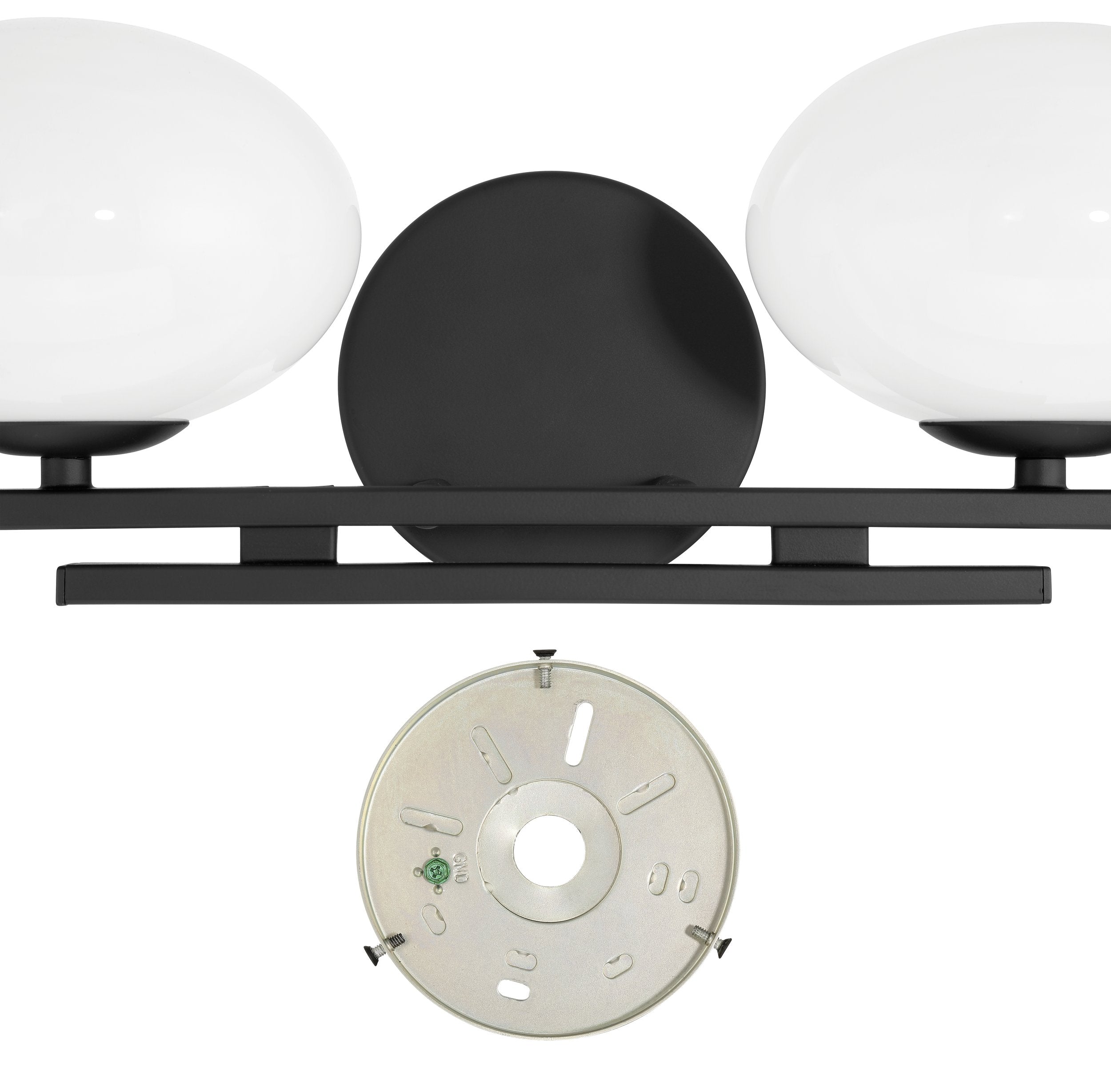 Julep 16-inch 2-light Matte Black Vanity Light with Opal Glass Shades
