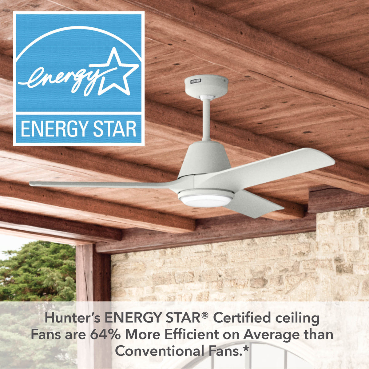 52 inch Aeronaut Wi-Fi ENERGY STAR® Matte White Damp Rated Ceiling Fan with LED Light Kit and Handheld Remote
