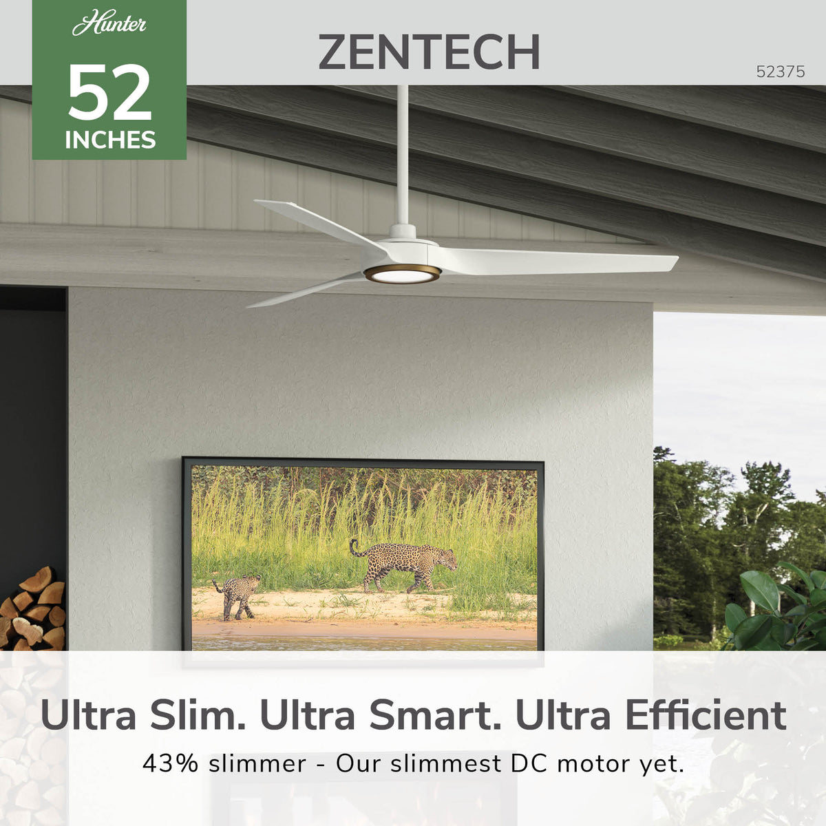 52 inch Zentech Wi-Fi ENERGY STAR® Fresh White Damp Rated LED Ceiling Fan with Remote