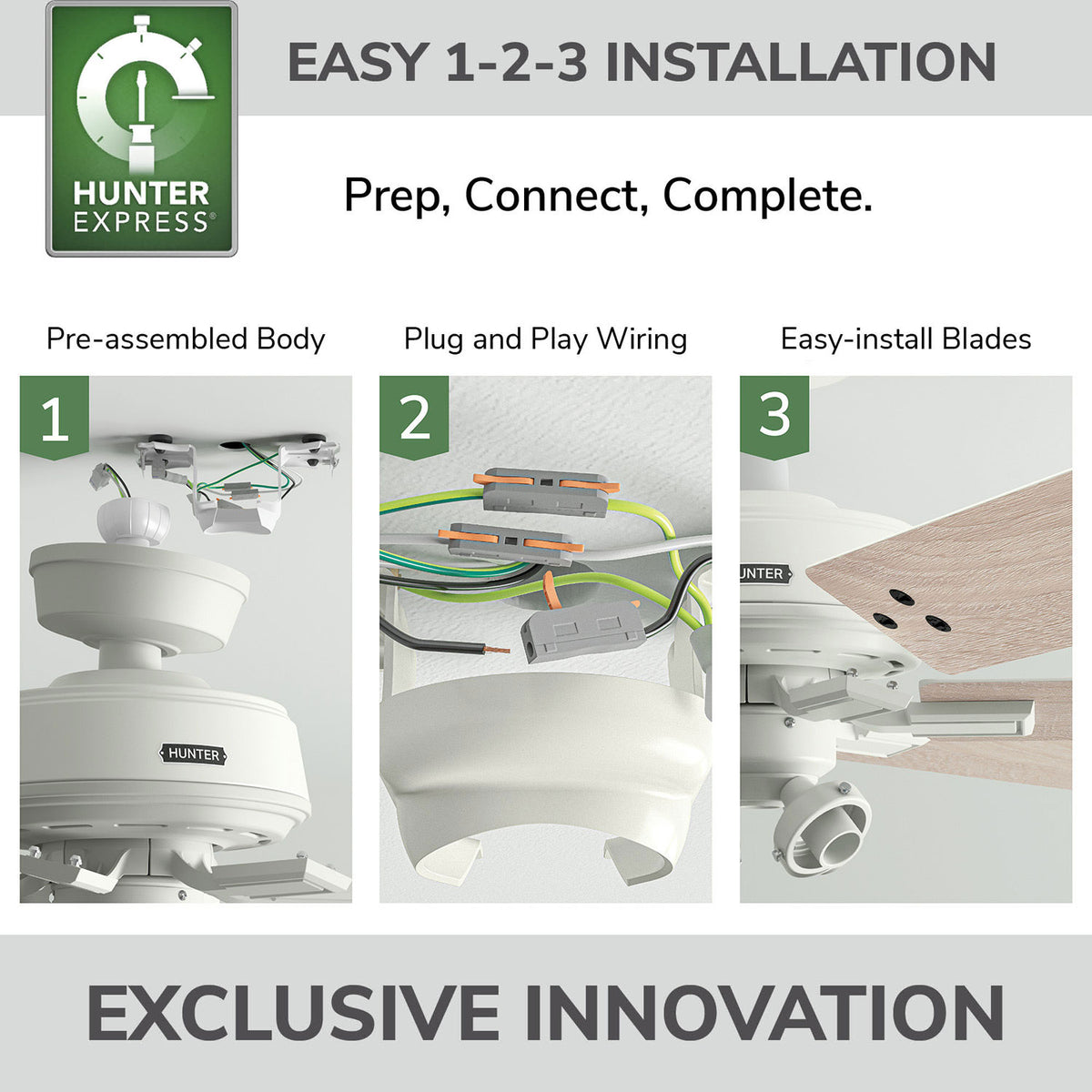 52 inch Fonthill ENERGY STAR® HunterExpress Fresh White Ceiling Fan with LED Light Kit and Handheld Remote