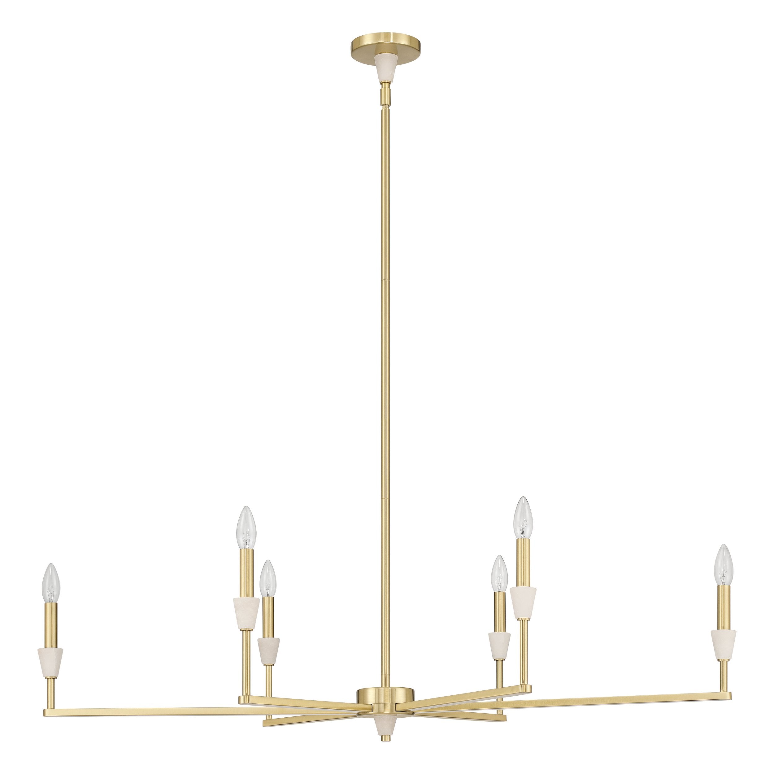 Montclair 46-inch 6-light Brushed Gold and Natural Alabaster Linear Chandelier