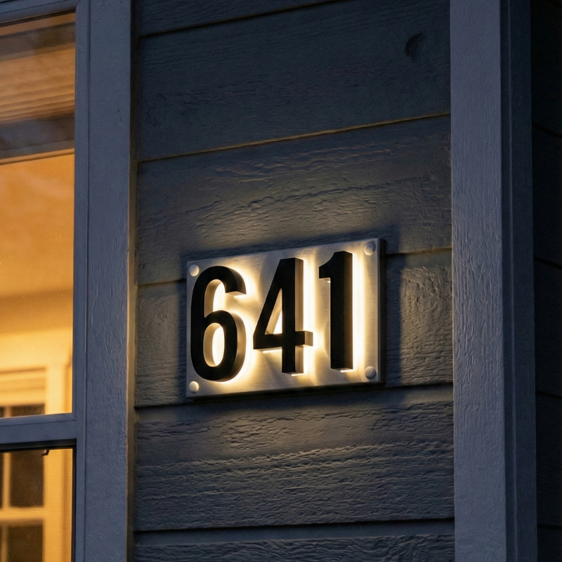 Illuminated Address Numbers - Stainless Steel 2700K