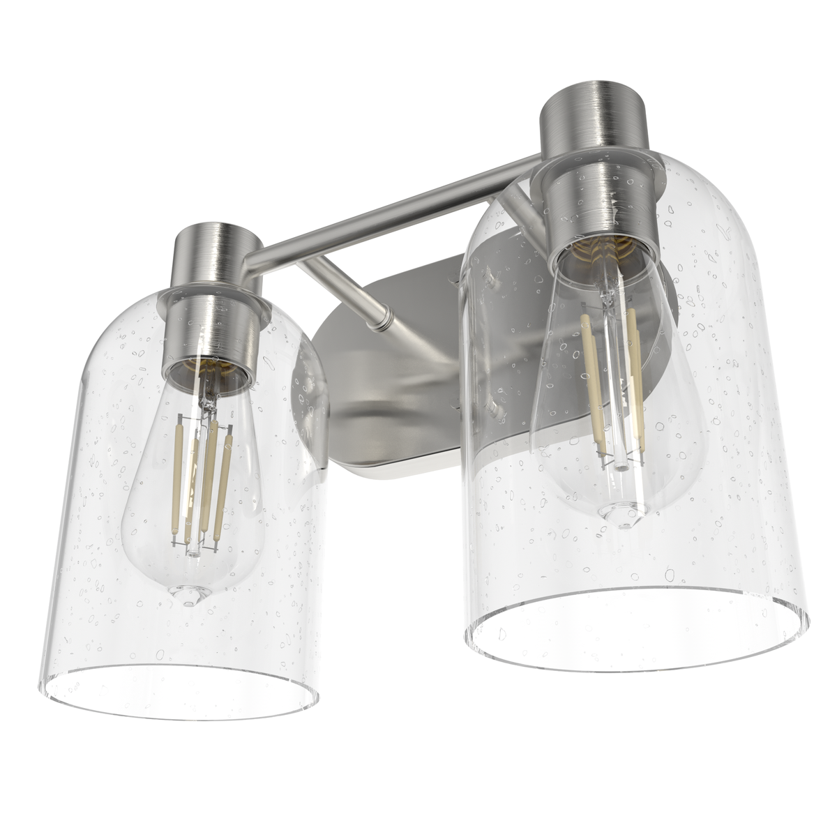 Lochemeade 12.5-inch 2-light Brushed Nickel Vanity Light with Seeded Glass
