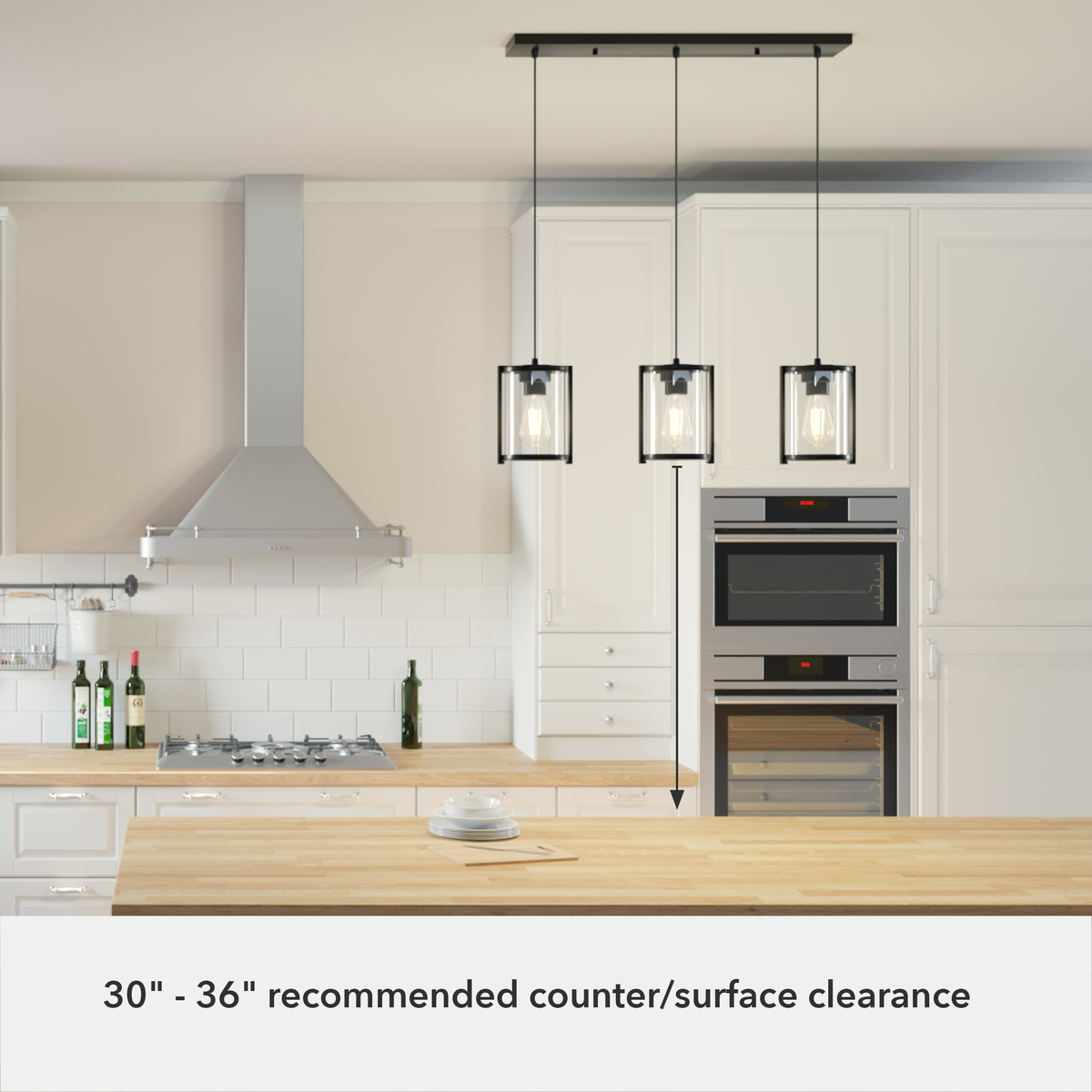 Astwood 28.5-inch 3-light Matte Black Linear Pendant Cluster with Clear Glass