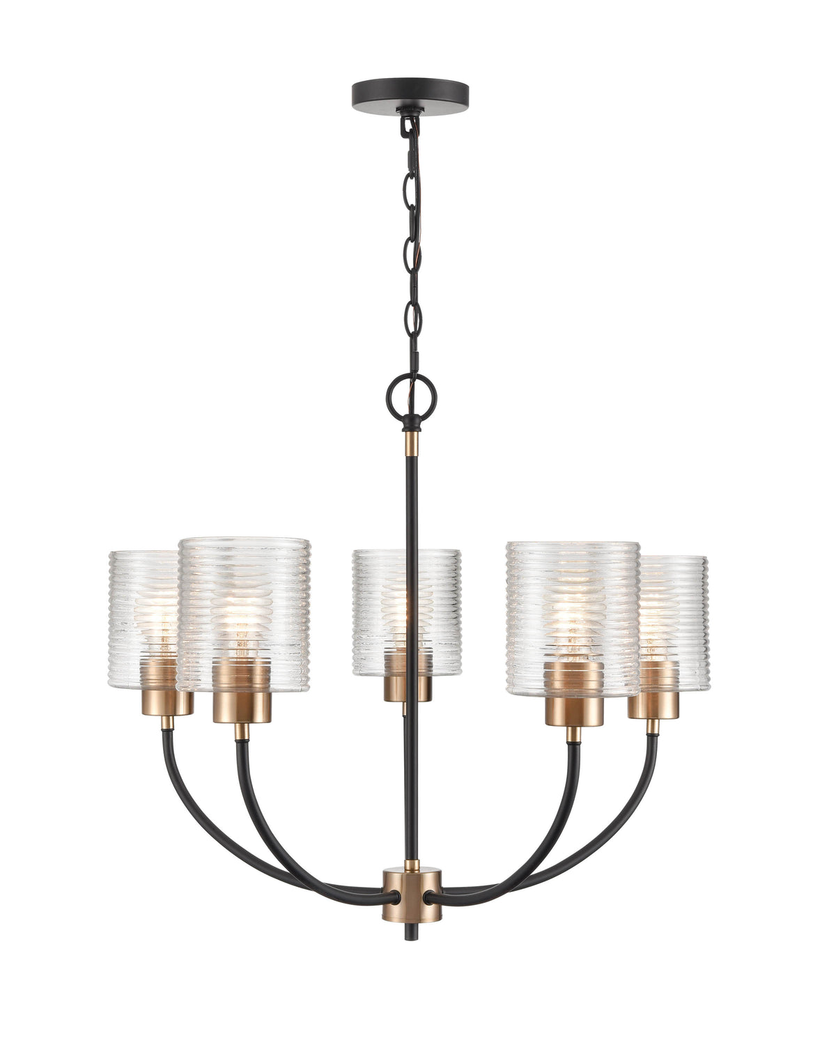 22.5'' Renitta Matte Black/Modern Gold 5 Light Chandelier