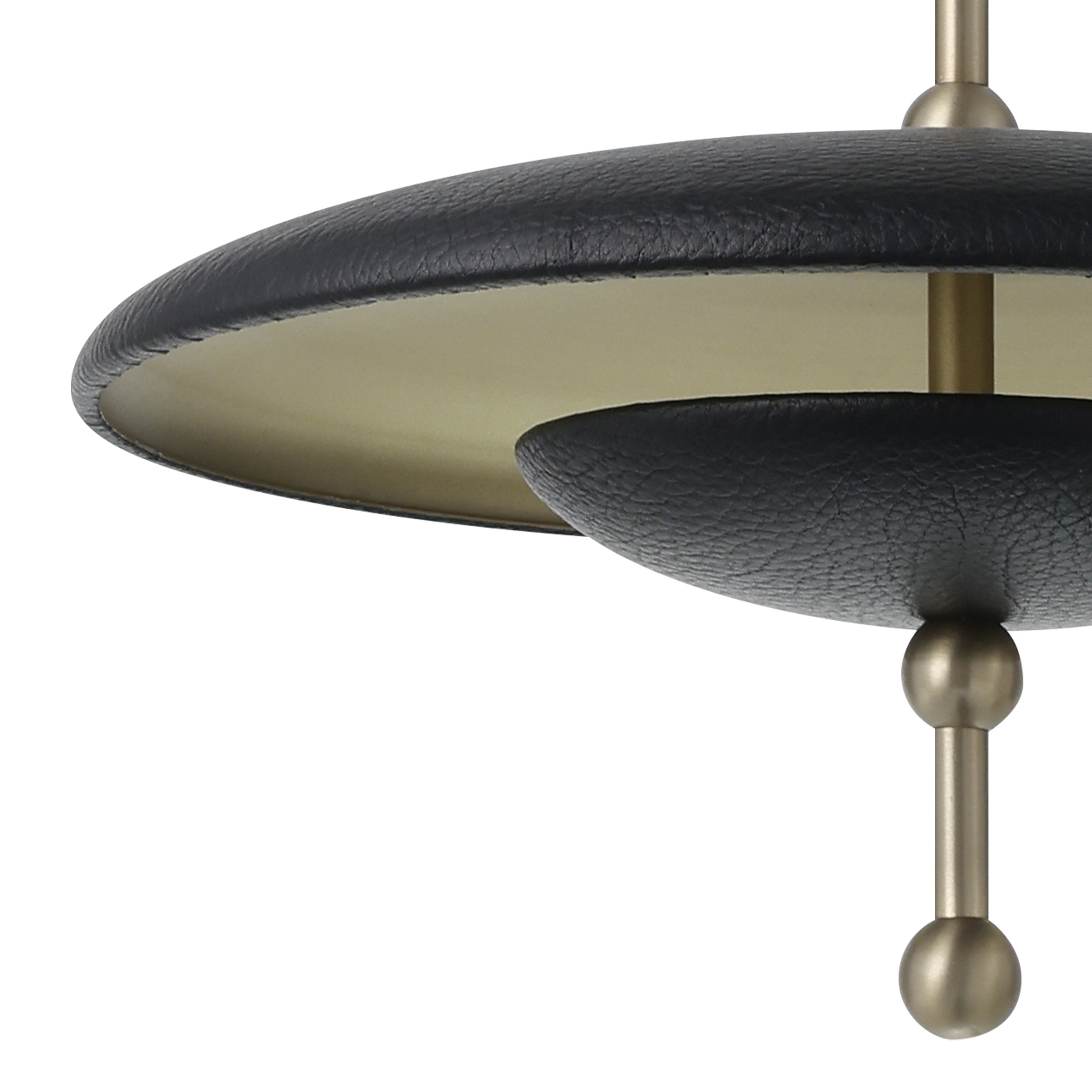 Sinclair 14-inch Champagne Gold and Black Faux Leather 5CCT LED Convertible Pendant