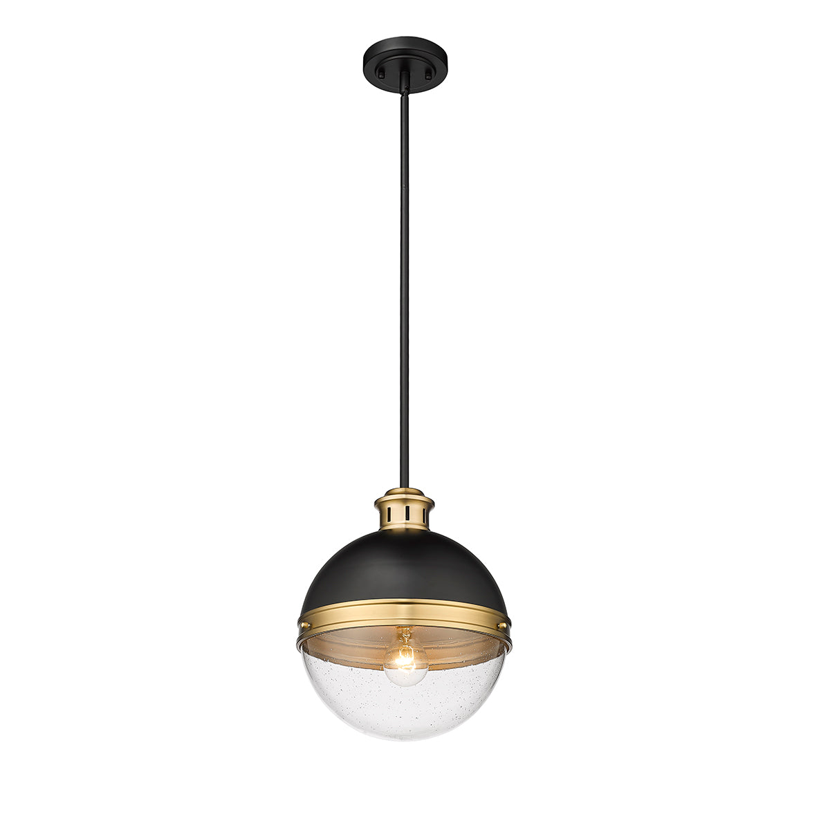 13.5'' Ellmira Matte Black/Aged Brass 1 Light Pendant