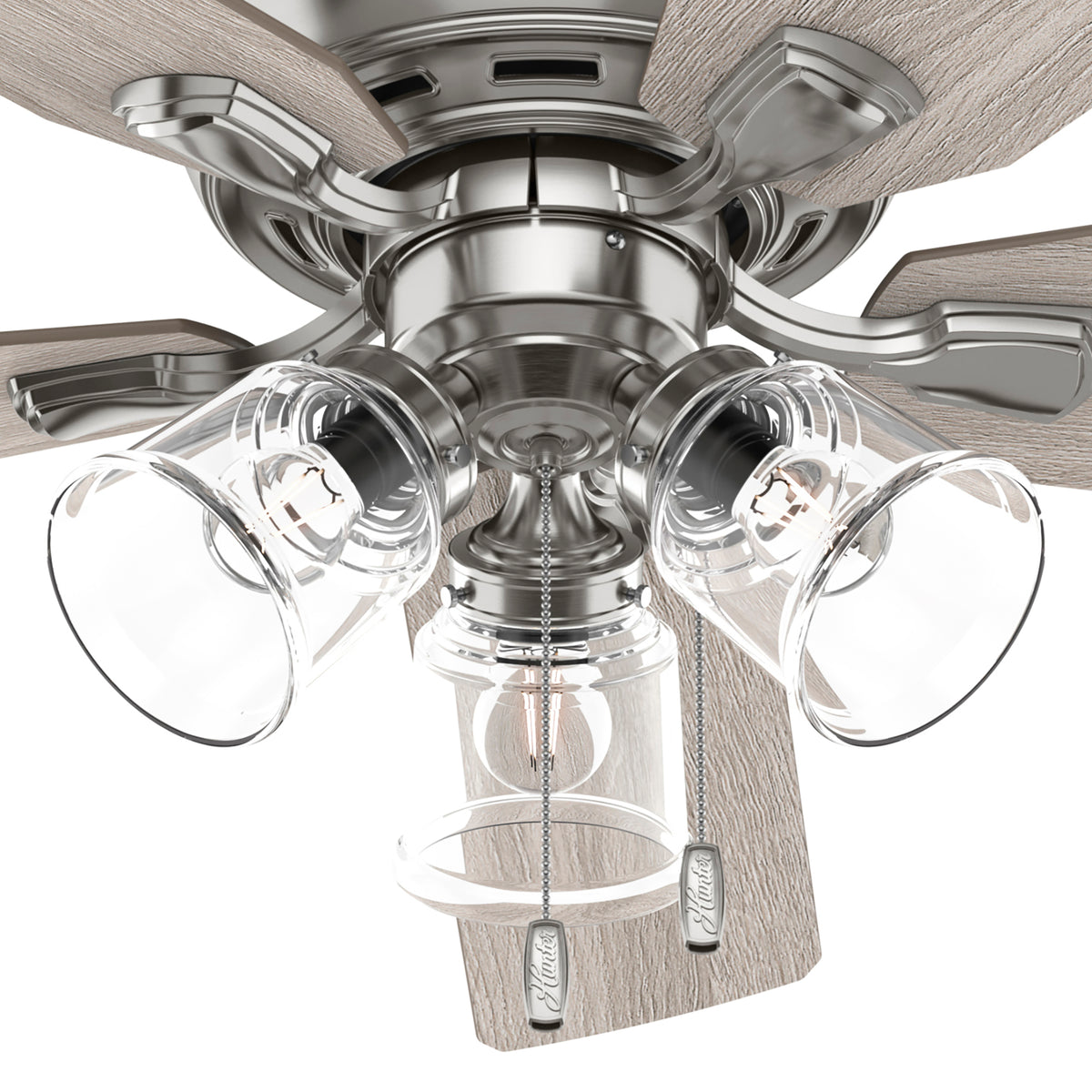 52 inch Rosner Brushed Nickel Ceiling Fan with LED Light Kit and Pull Chain