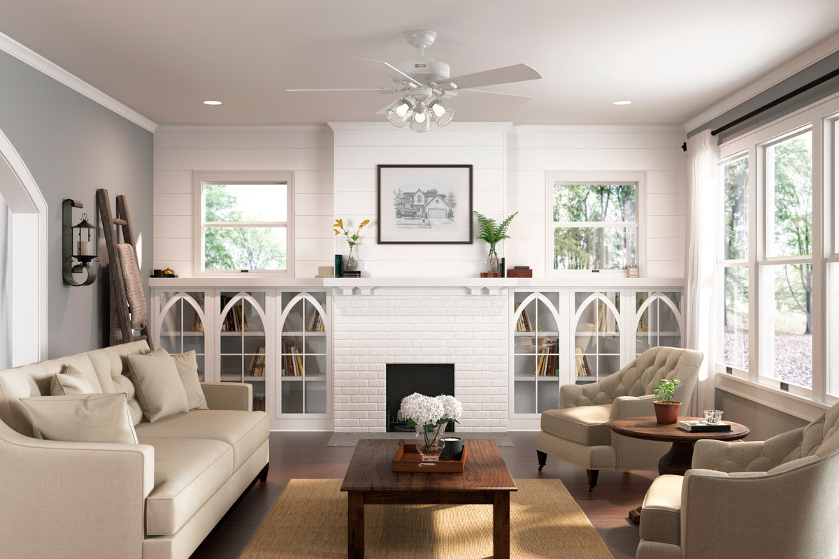 52 inch Crestfield Fresh White Ceiling Fan with LED Light Kit and Handheld Remote