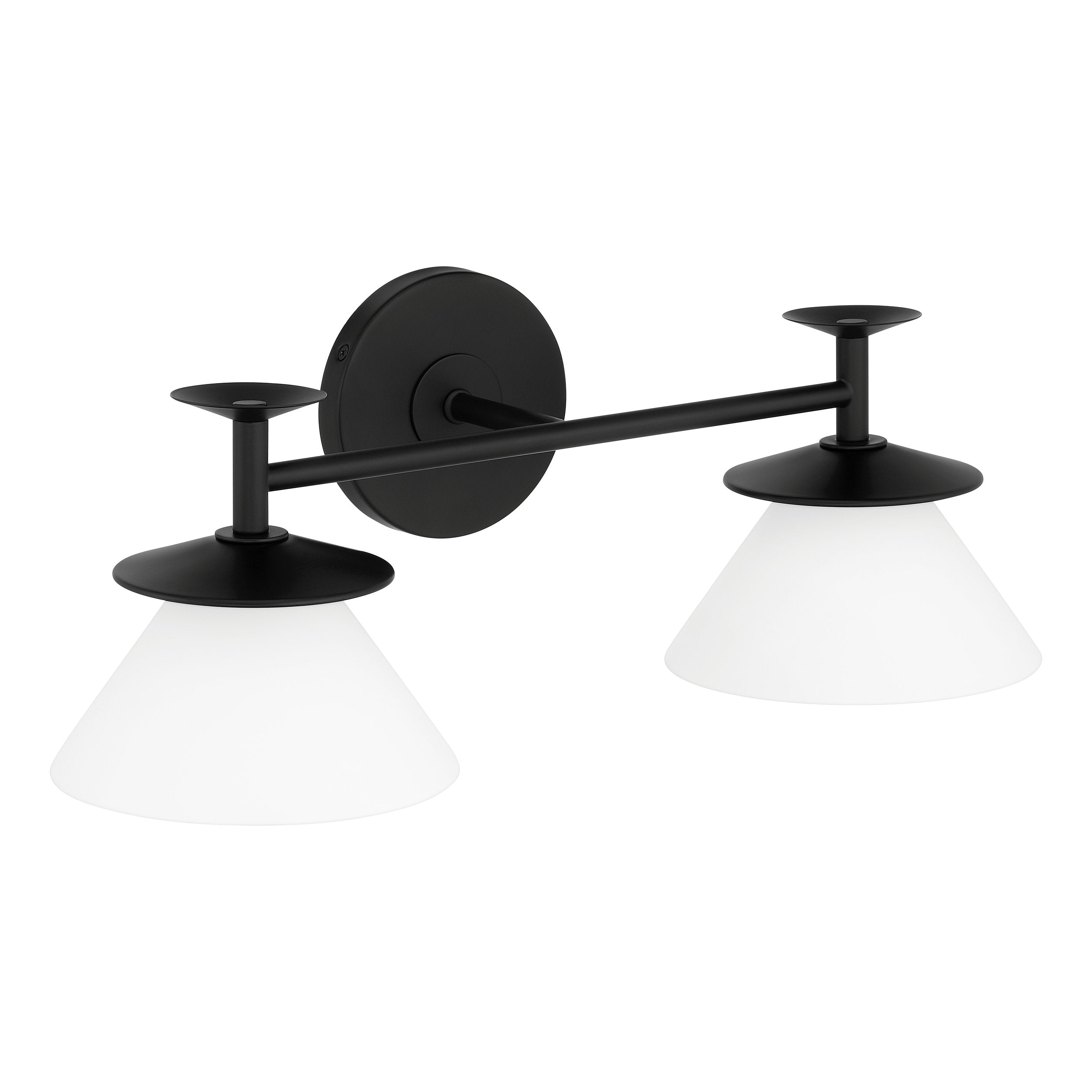 Tremolo 20-inch 2-light Matte Black and Champagne Gold Vanity Light with Etched Opal Glass