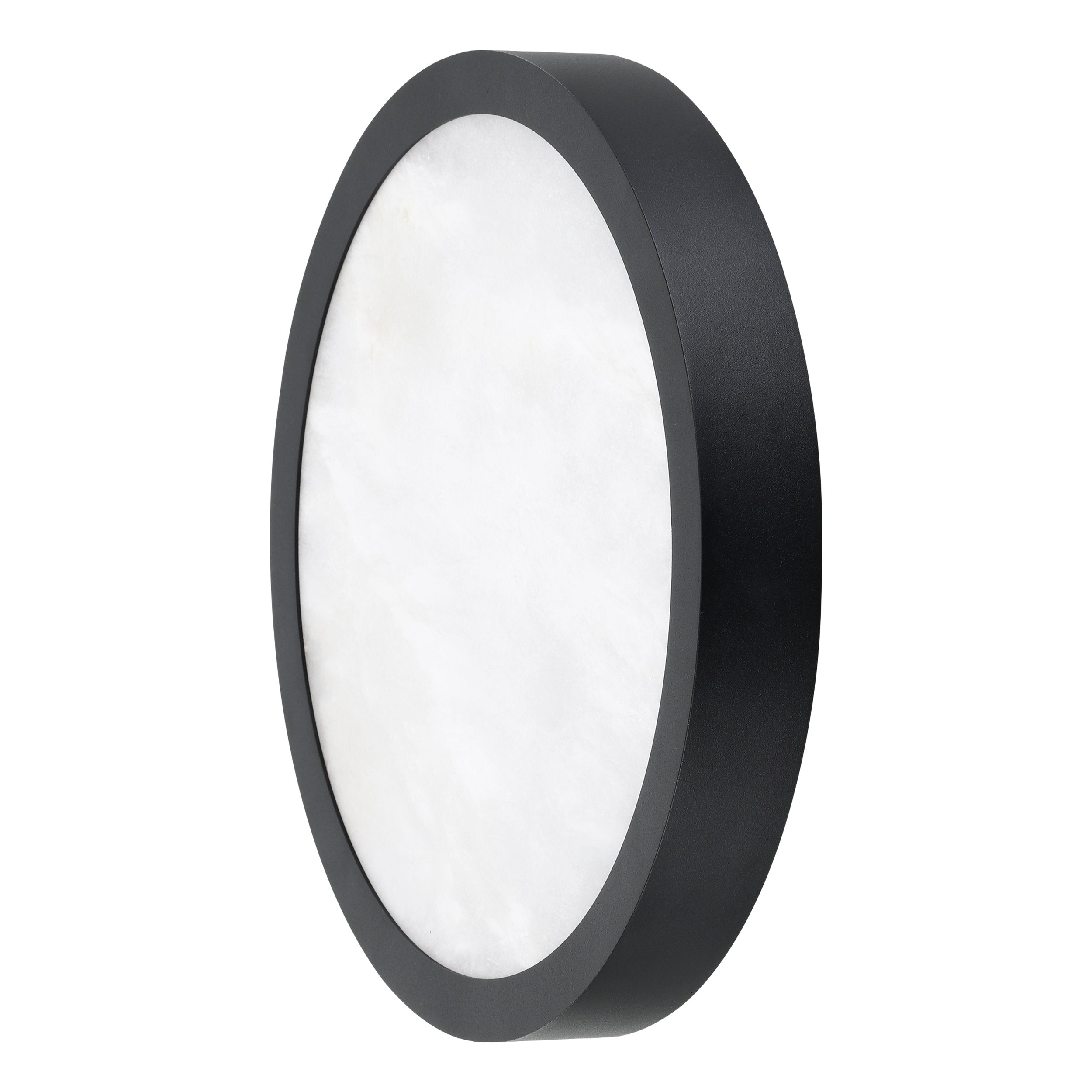 Argyle 12-inch Textured Black and Natural Alabaster 5CCT LED Flush Mount