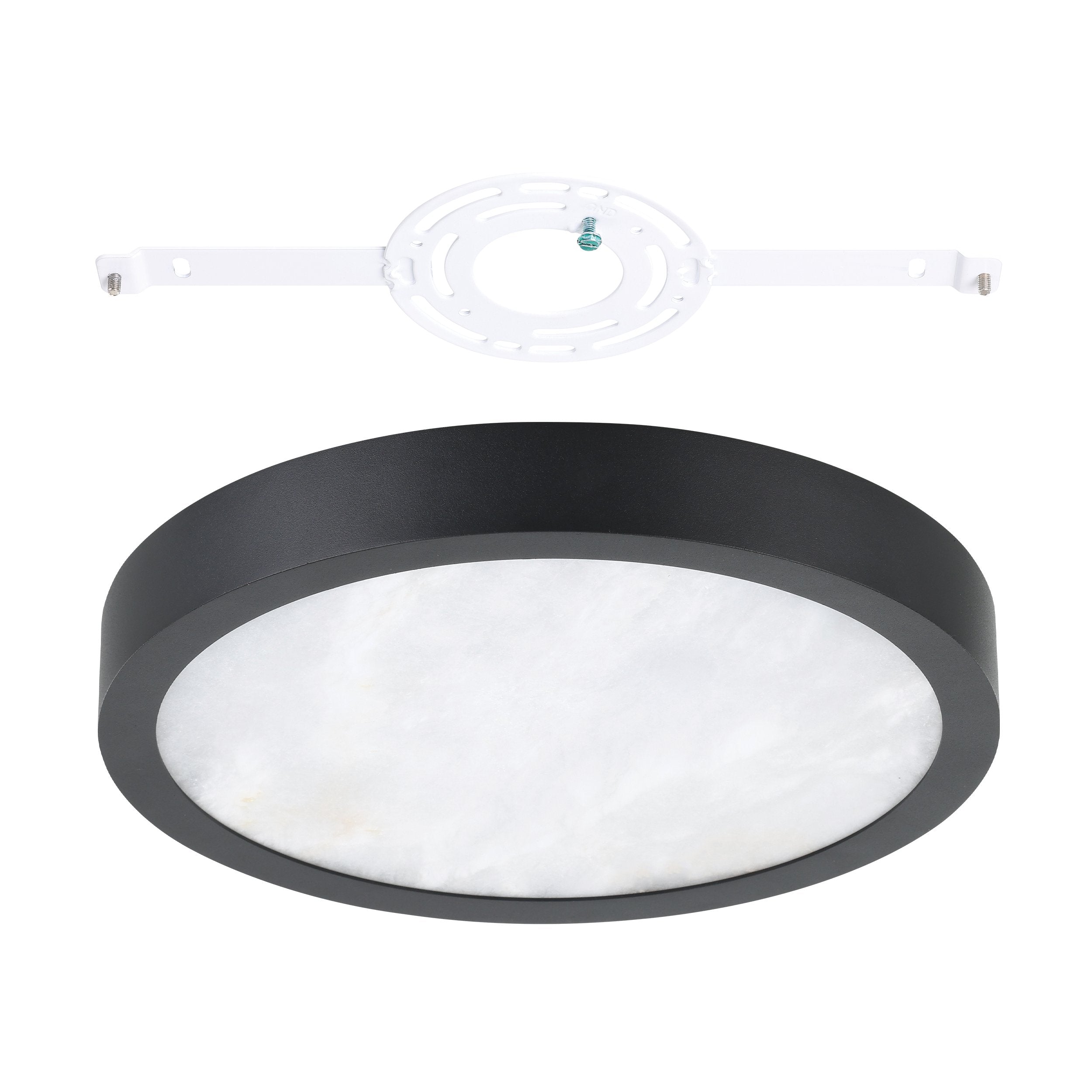 Argyle 12-inch Textured Black and Natural Alabaster 5CCT LED Flush Mount