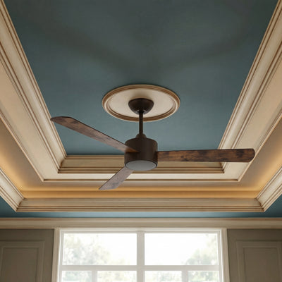 52 Inch DC Black Fan with Reversible Black Oak Blades and Remote