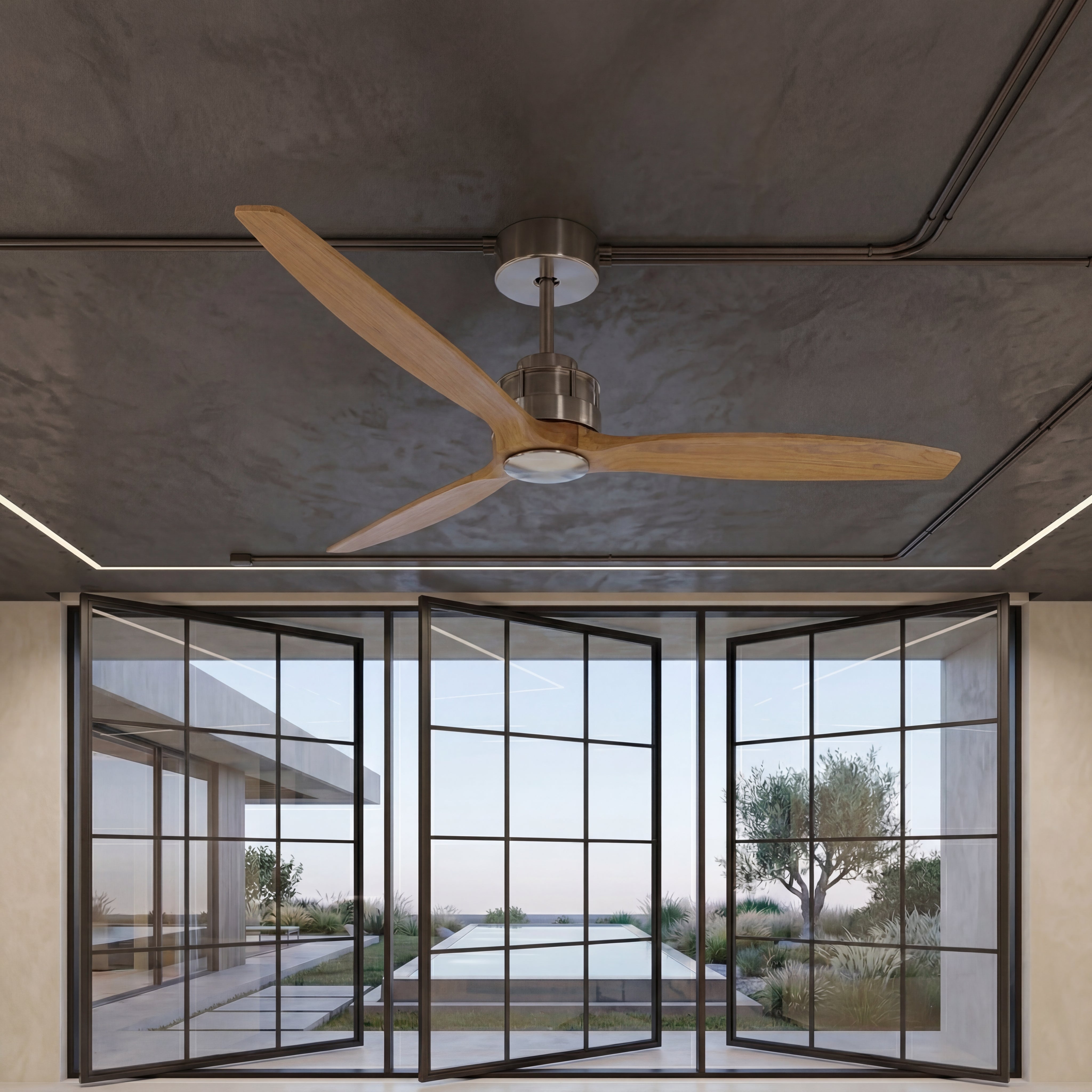 Akmani 60 Inch Chrome Fan with 0 Lights and Remote