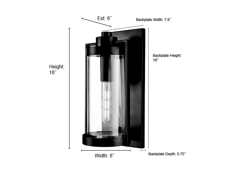 8'' Braselton Powder Coated Black 1 Light Wall Sconce