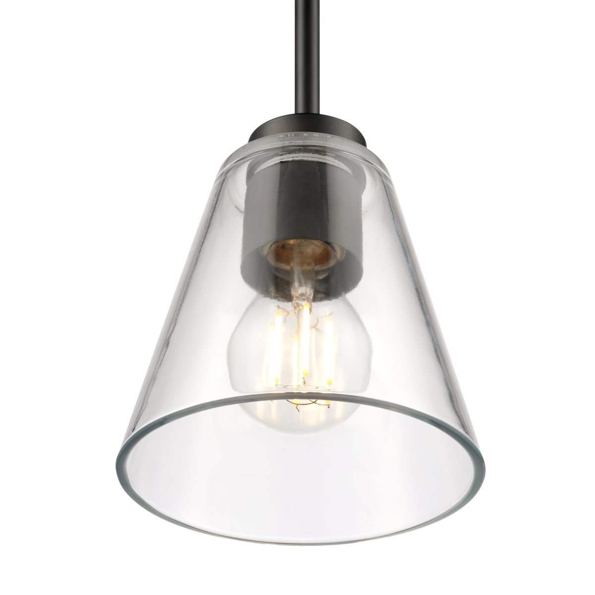5.75-inch Strayhan Matte Black 1-Light Clear Glass Pendant Light