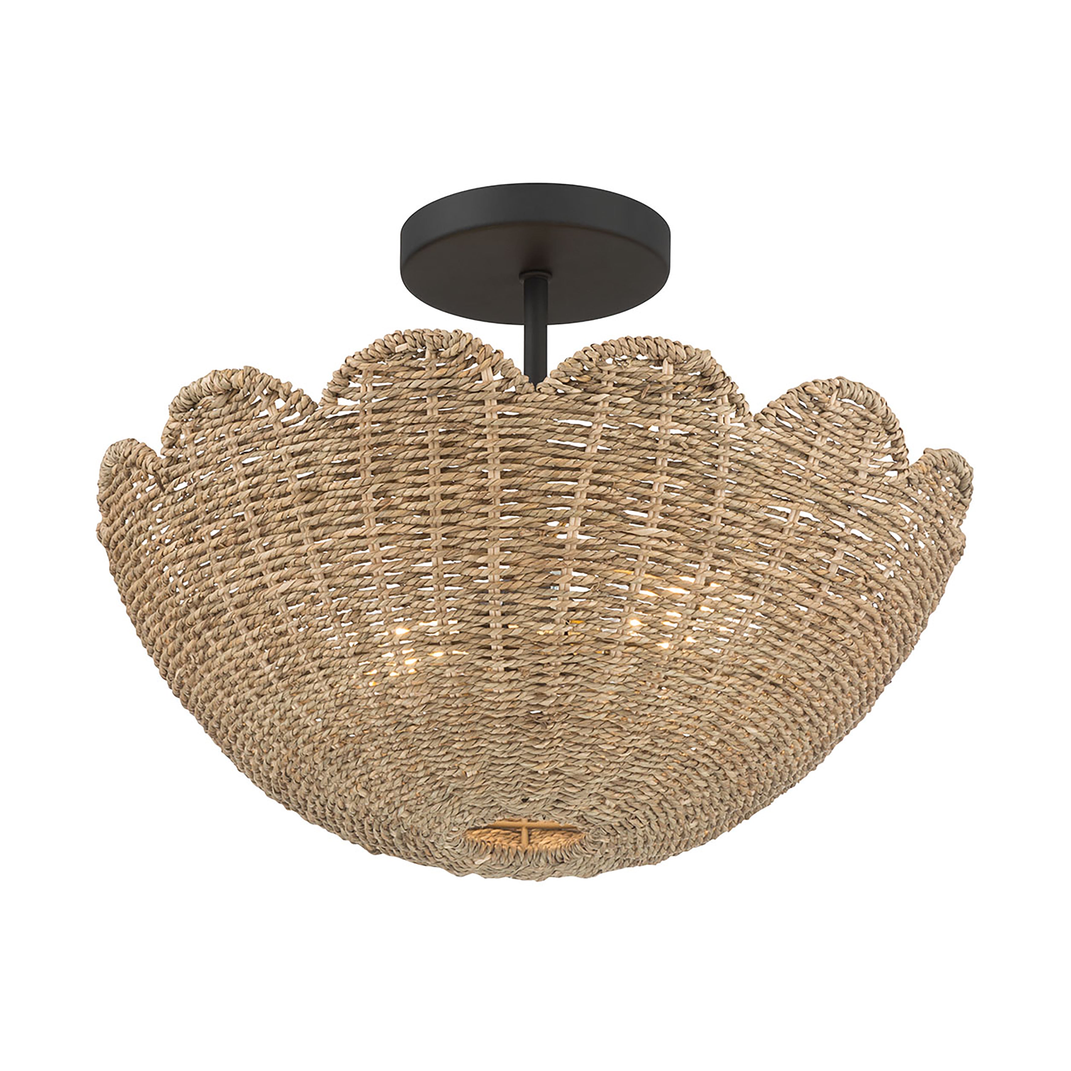 11.5'' Malura Matte BlackNo Shade 2 Light Semi-Flush Mount