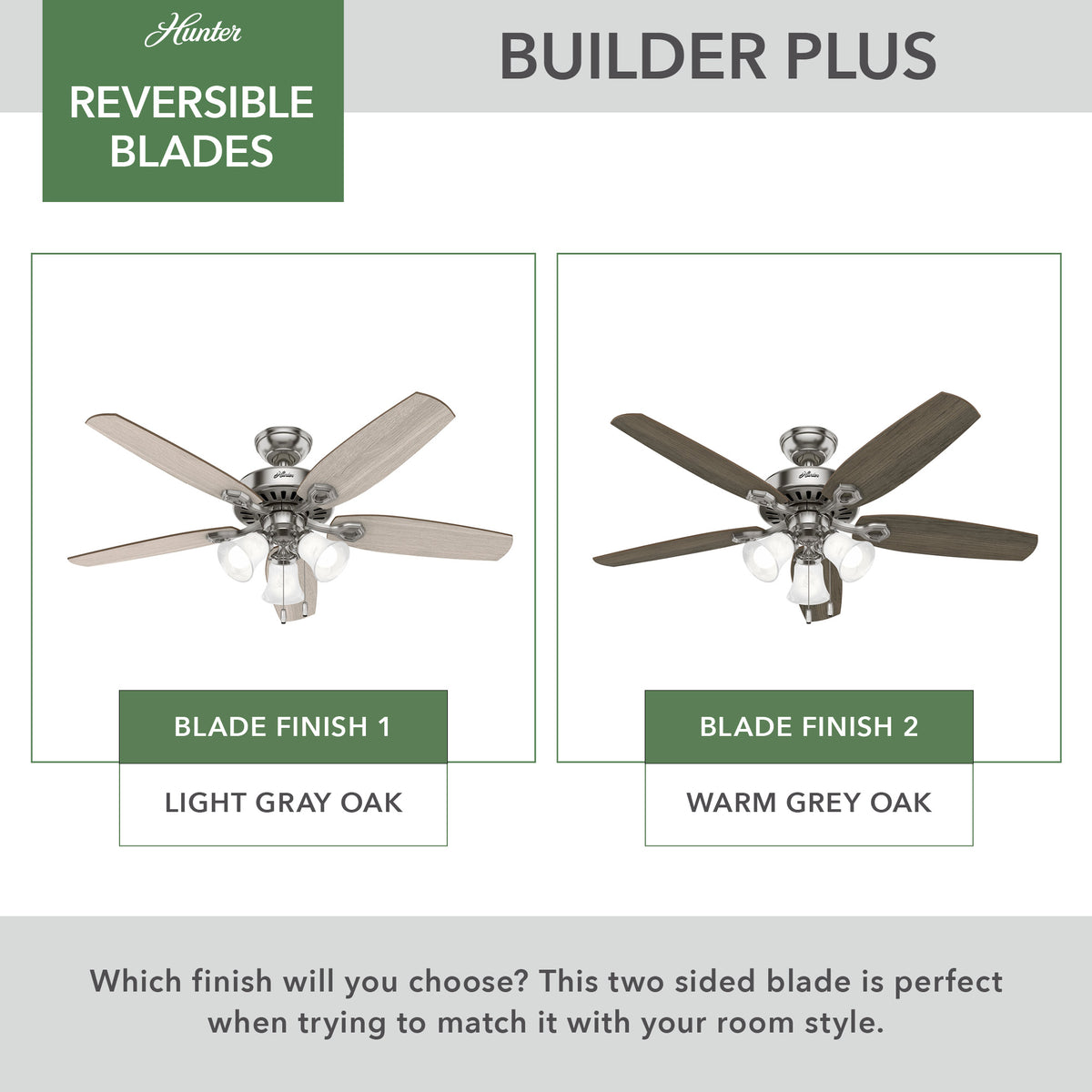 52 inch Builder Brushed Nickel Ceiling Fan with LED Light Kit