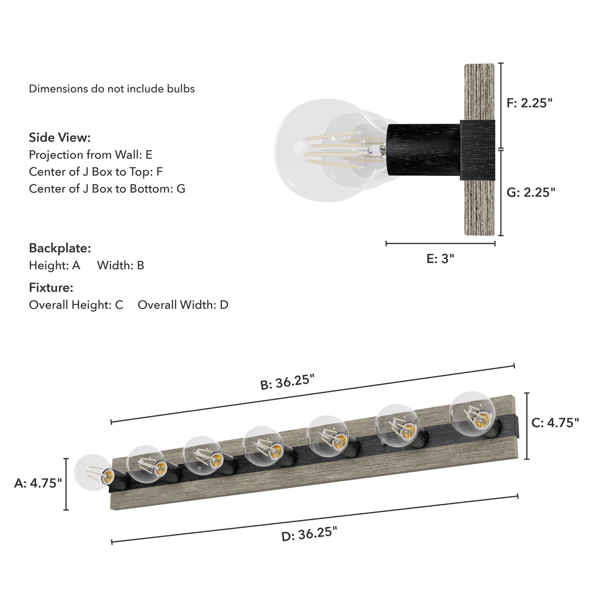 Donelson 36.25-inch 7-light Brushed Iron and Barnwood Vanity Light