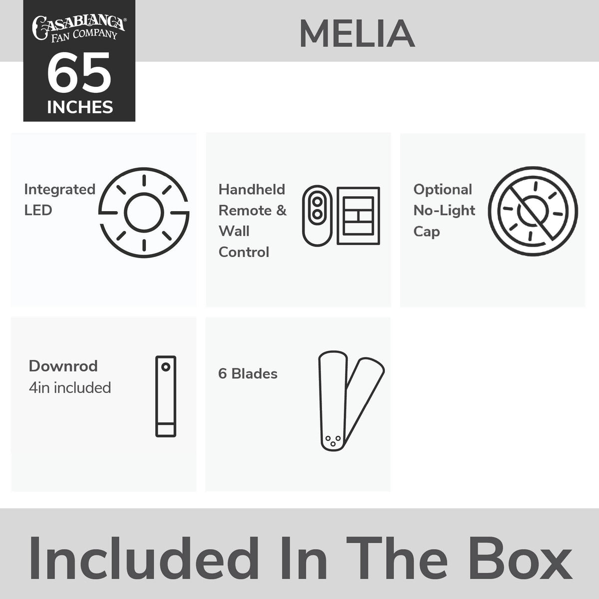 Casablanca 65 inch Melia ENERGY STAR® Alturas Gold Damp Rated Ceiling Fan with LED Light Kit and Wall Control and Handheld Remote