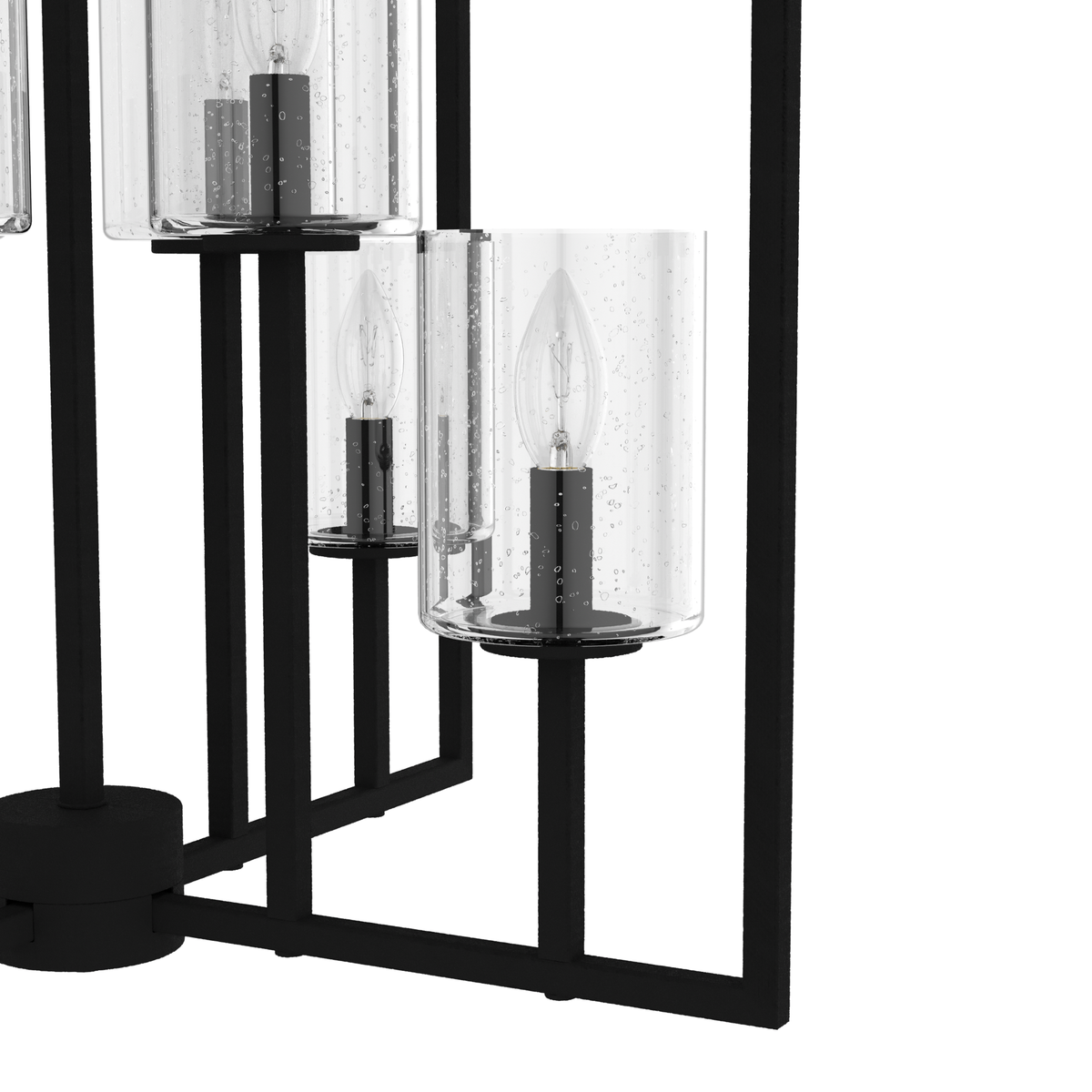 Kerrison 24-inch 8-light Natural Black Iron Lantern Pendant with Seeded Glass
